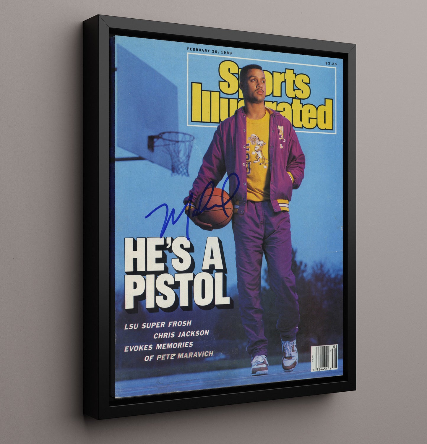 LSU Basketball Chris Jackson Scoring Legend SI Cover College Basketball Wall Art 16x20 Framed Canvas college basketball wall art print