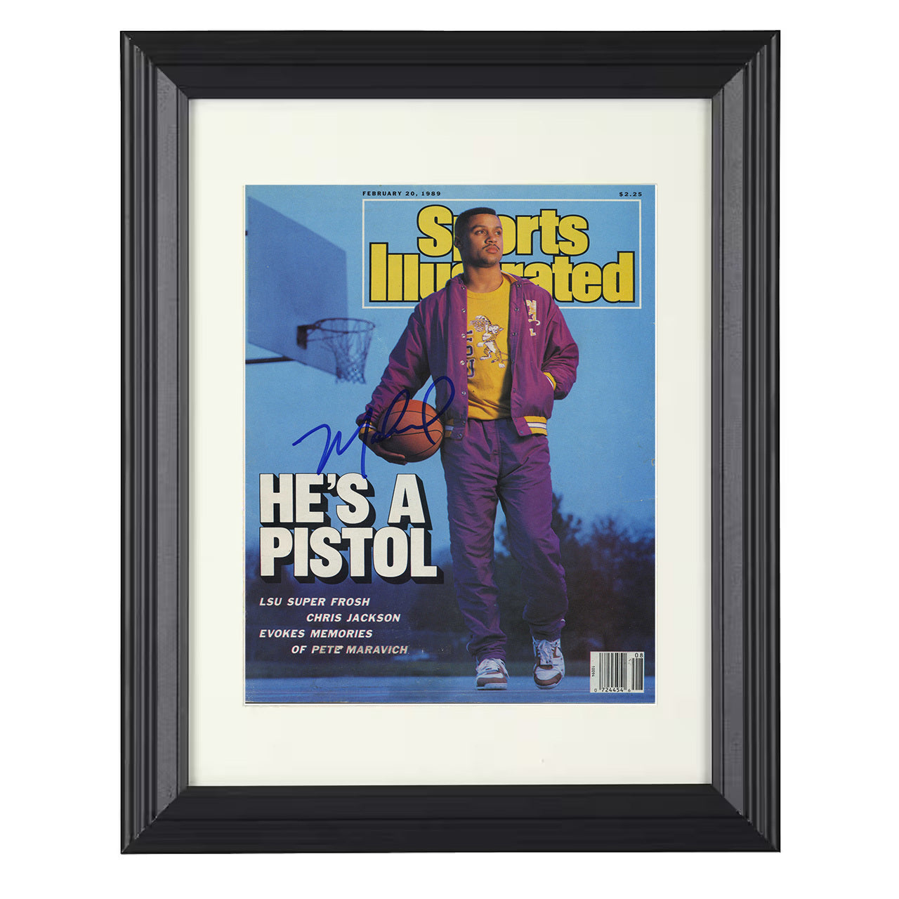 LSU – Chris Jackson Scoring Legend SI – 8x10 black beveled framed college basketball wall art