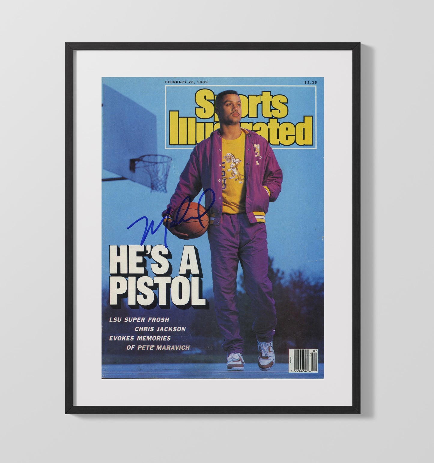 LSU Basketball Chris Jackson Scoring Legend SI Cover College Basketball Wall Art 16x20 Gallery Frame college basketball wall art print