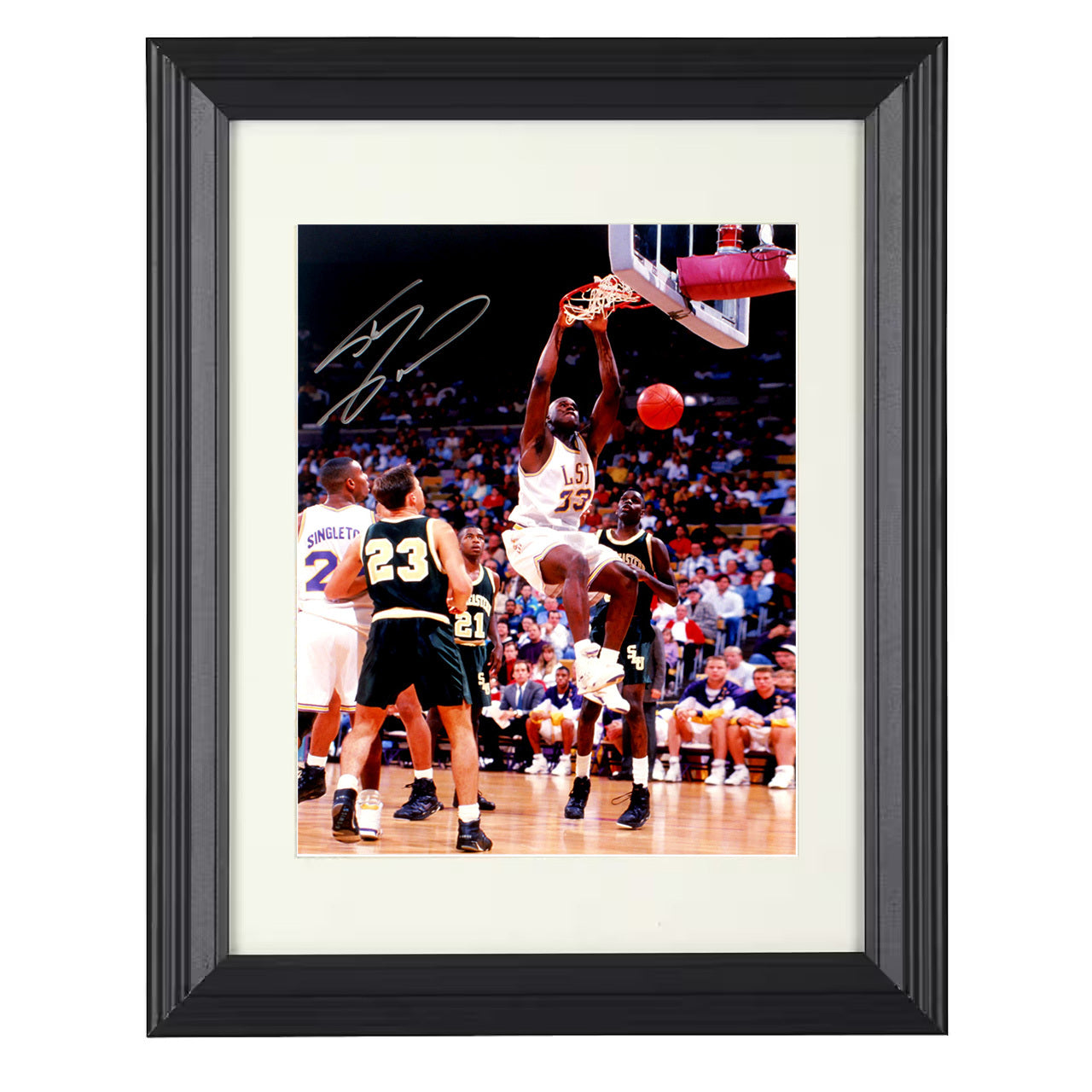 LSU – Shaq LSU Legend Power Dunk – 8x10 black beveled framed college basketball wall art