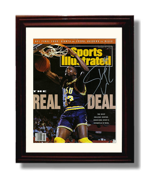 LSU Basketball Shaq LSU Legend The Real Deal SI Cover College Basketball Wall Art 8x10 Beveled Frame college basketball wall art print