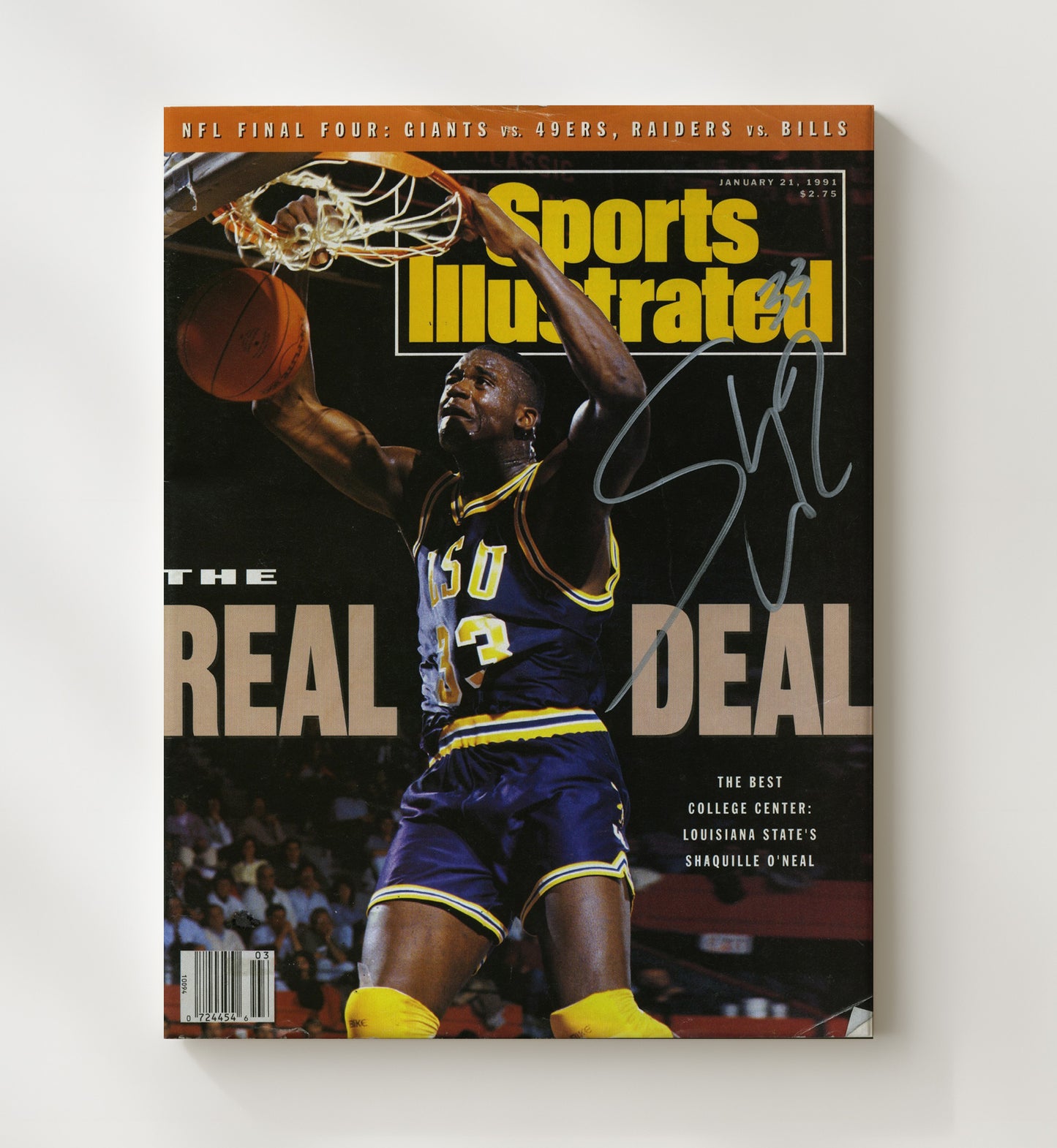 LSU Basketball Shaq LSU Legend The Real Deal SI Cover College Basketball Wall Art 20x24 Canvas college basketball wall art print