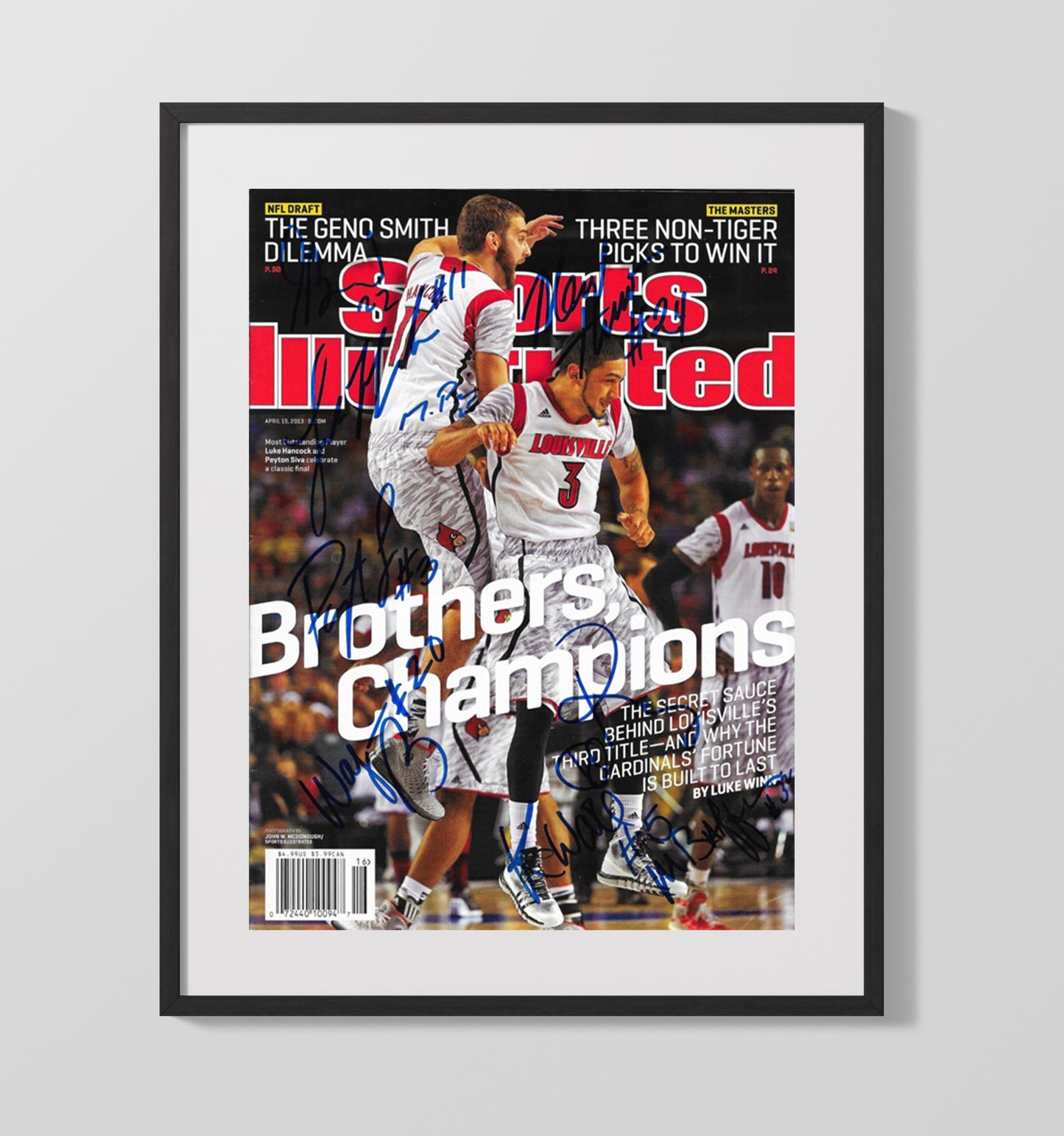 Louisville Cardinals a championship celebration SI Cover 2013 College Basketball Wall Art 16x20 Gallery Frame college basketball wall art print