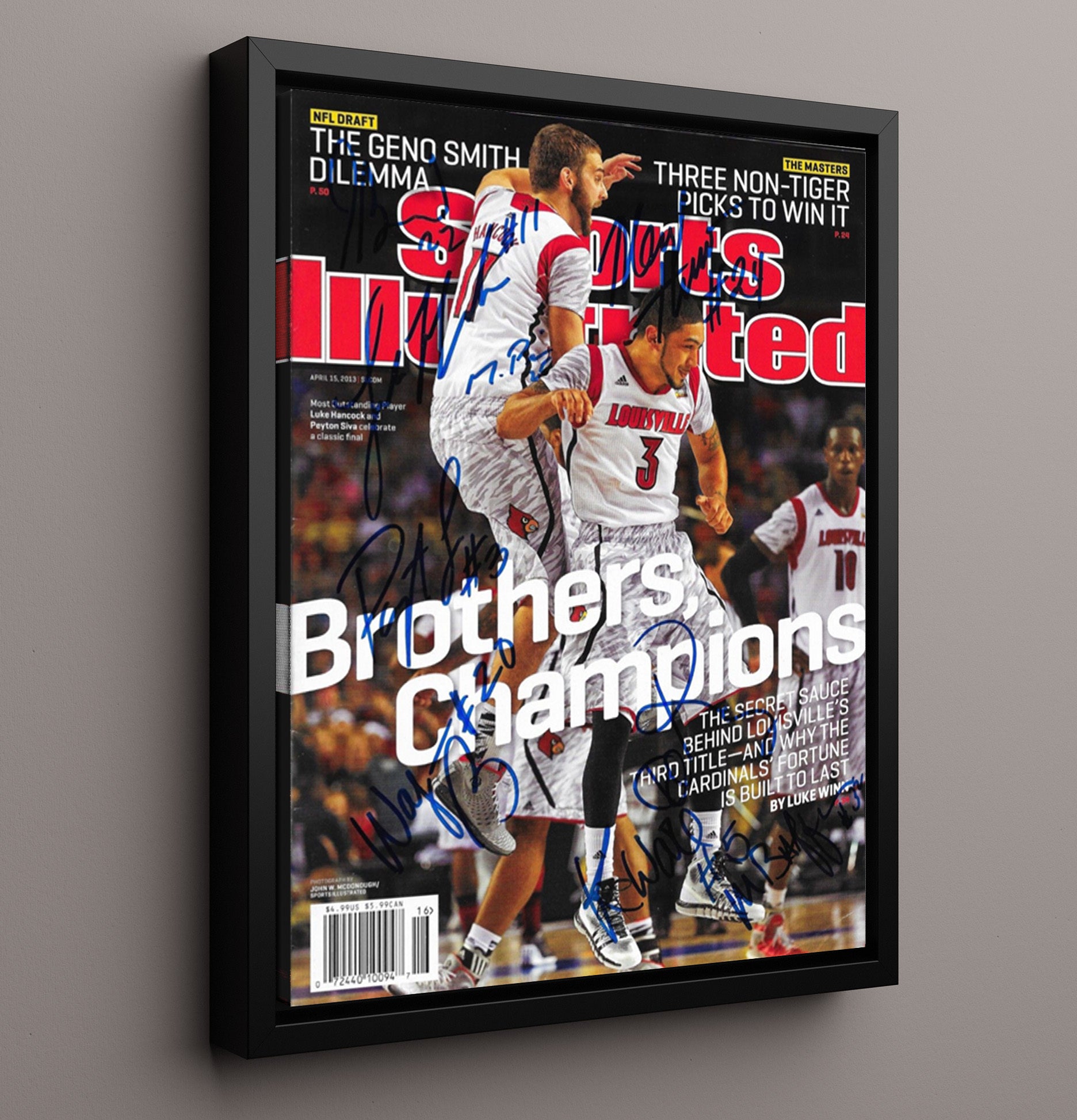 Louisville Cardinals a championship celebration SI Cover 2013 College Basketball Wall Art 16x20 Framed Canvas college basketball wall art print