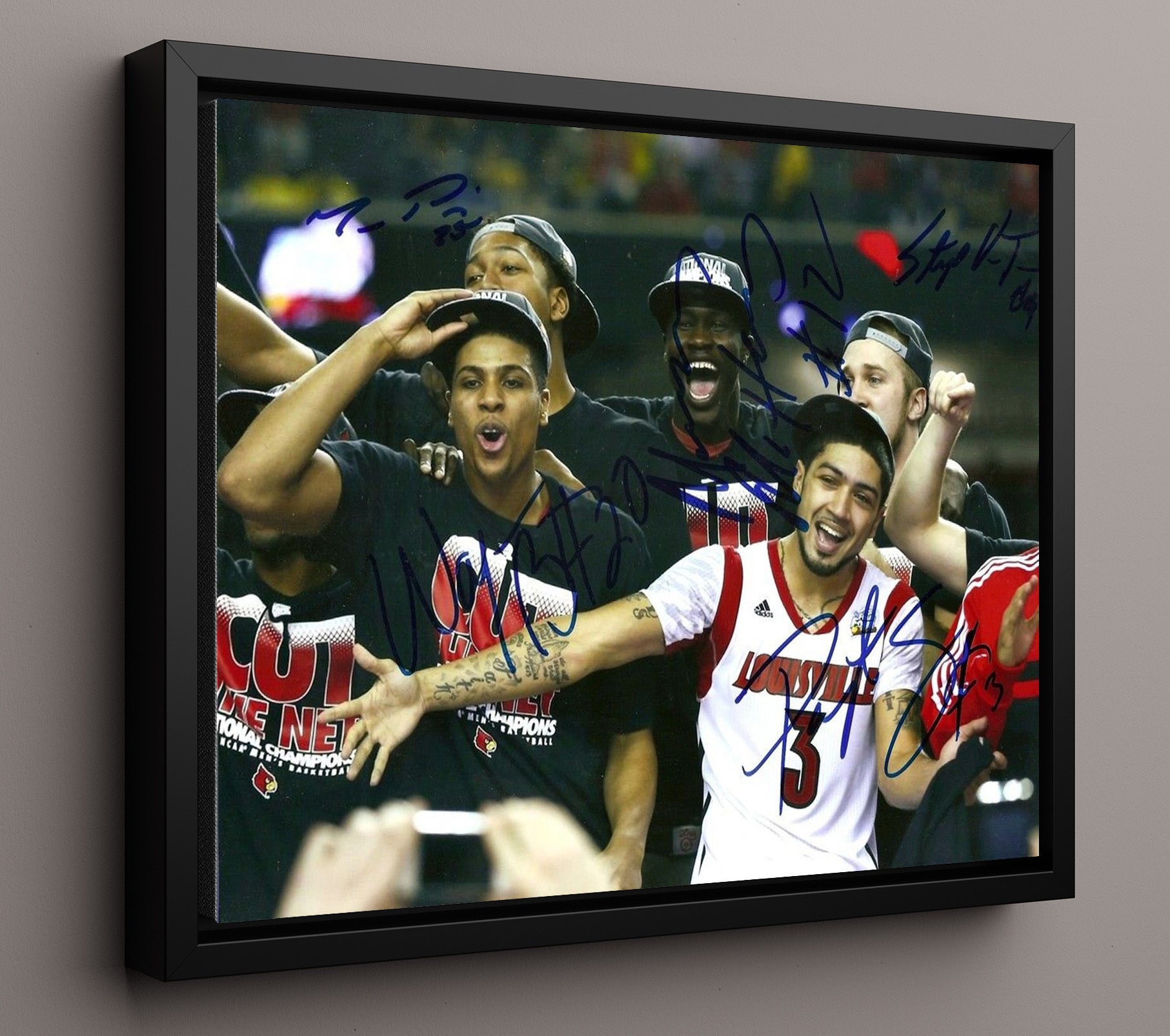 Louisville Basketball 2013 Championship Team Celebration Group College Basketball Wall Art 16x20 Framed Canvas college basketball wall art print