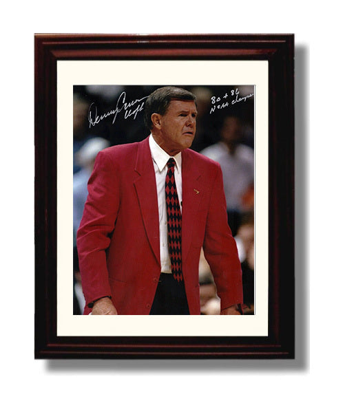 Louisville Basketball Denny Crum Sideline Legend College Basketball Wall Art 8x10 Beveled Frame college basketball wall art print