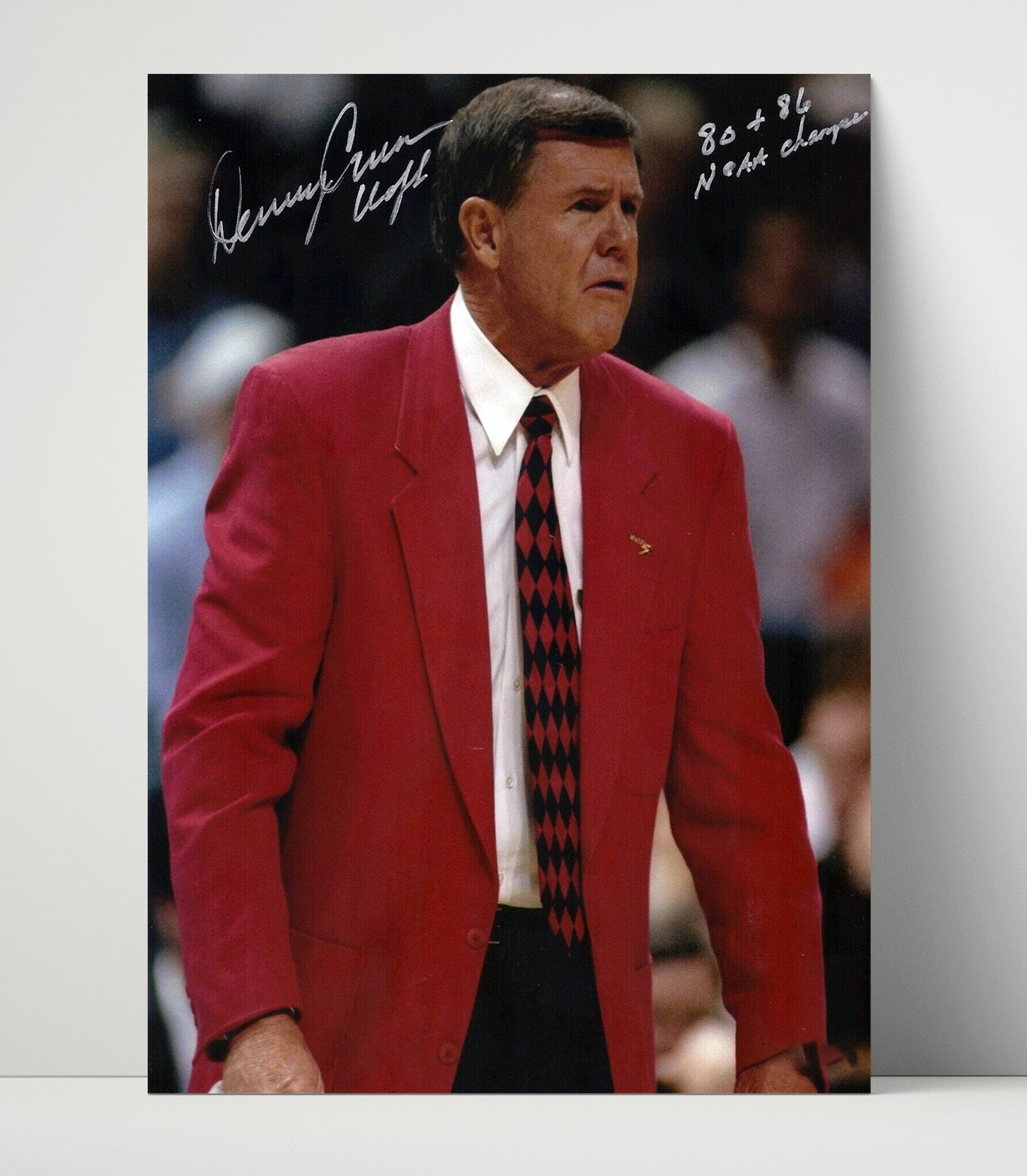 Louisville Basketball Denny Crum Sideline Legend College Basketball Wall Art 16x20 Unframed Print college basketball wall art print