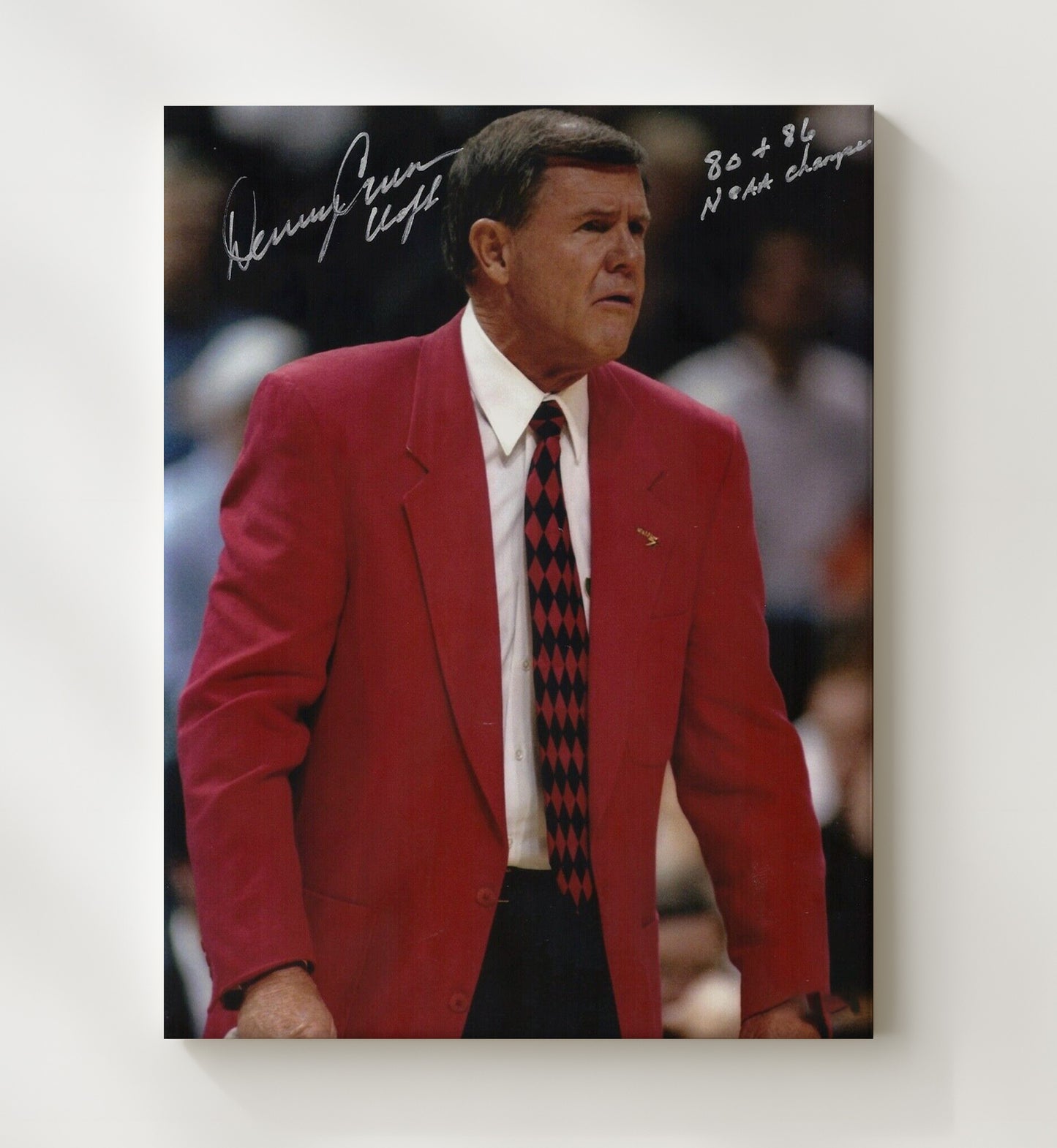 Louisville Basketball Denny Crum Sideline Legend College Basketball Wall Art 20x24 Canvas college basketball wall art print