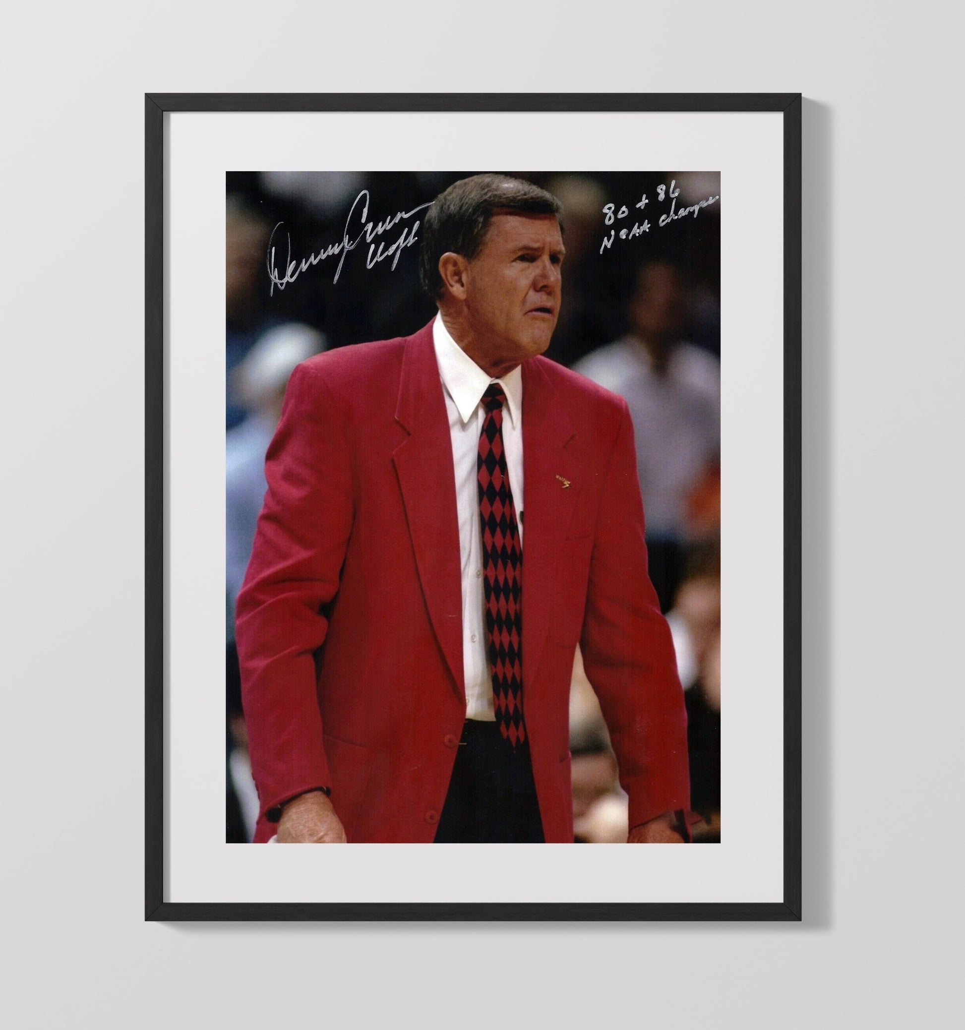 Louisville Basketball Denny Crum Sideline Legend College Basketball Wall Art 16x20 Gallery Frame college basketball wall art print