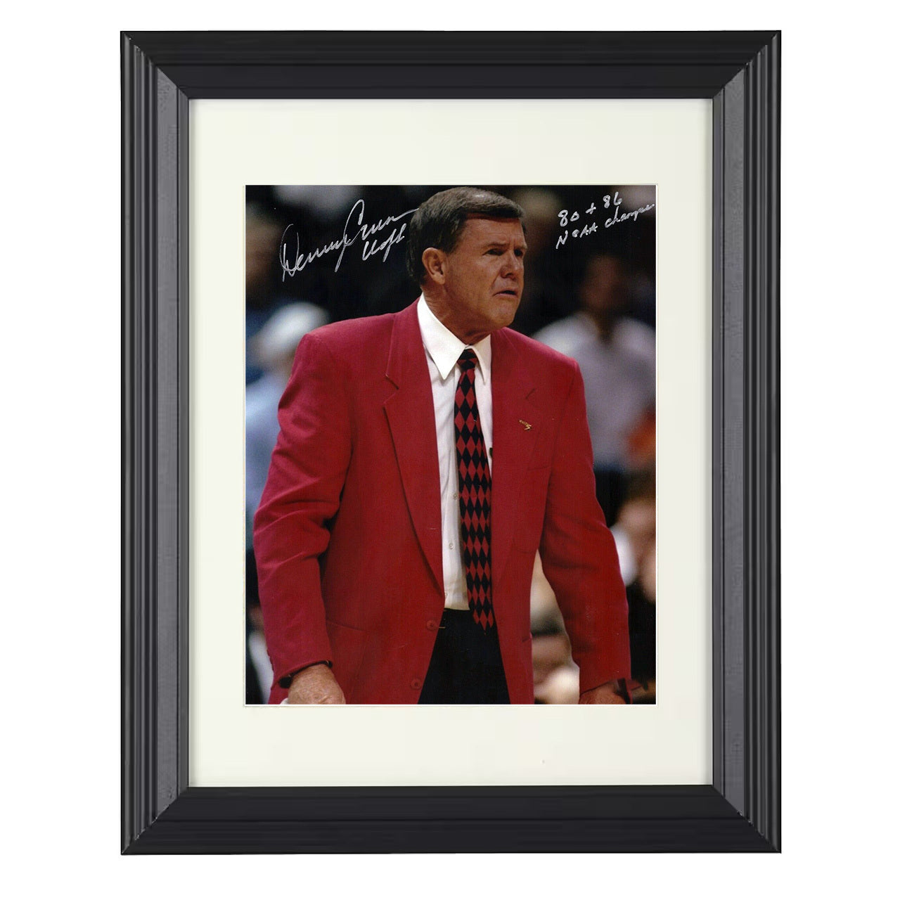 Louisville – Denny Crum Sideline Legend – 8x10 black beveled framed college basketball wall art