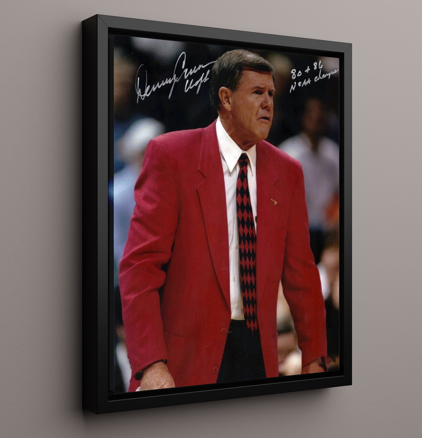 Louisville Basketball Denny Crum Sideline Legend College Basketball Wall Art 16x20 Framed Canvas college basketball wall art print