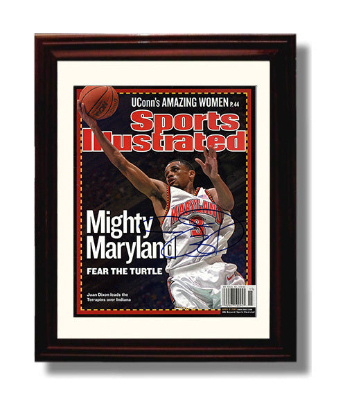 Maryland Basketball Juan Dixon Maryland Legend Fear The Turtle SI Cover College Basketball Wall Art 8x10 Beveled Frame college basketball wall art print