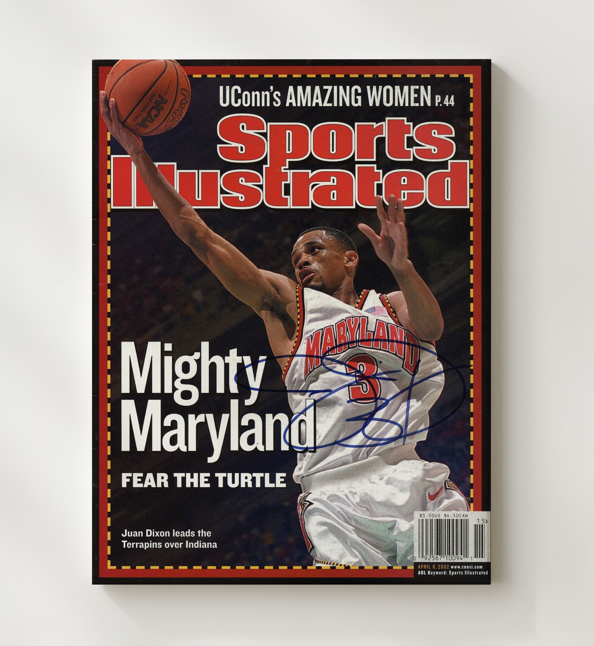 Maryland Basketball Juan Dixon Maryland Legend Fear The Turtle SI Cover College Basketball Wall Art 20x24 Canvas college basketball wall art print