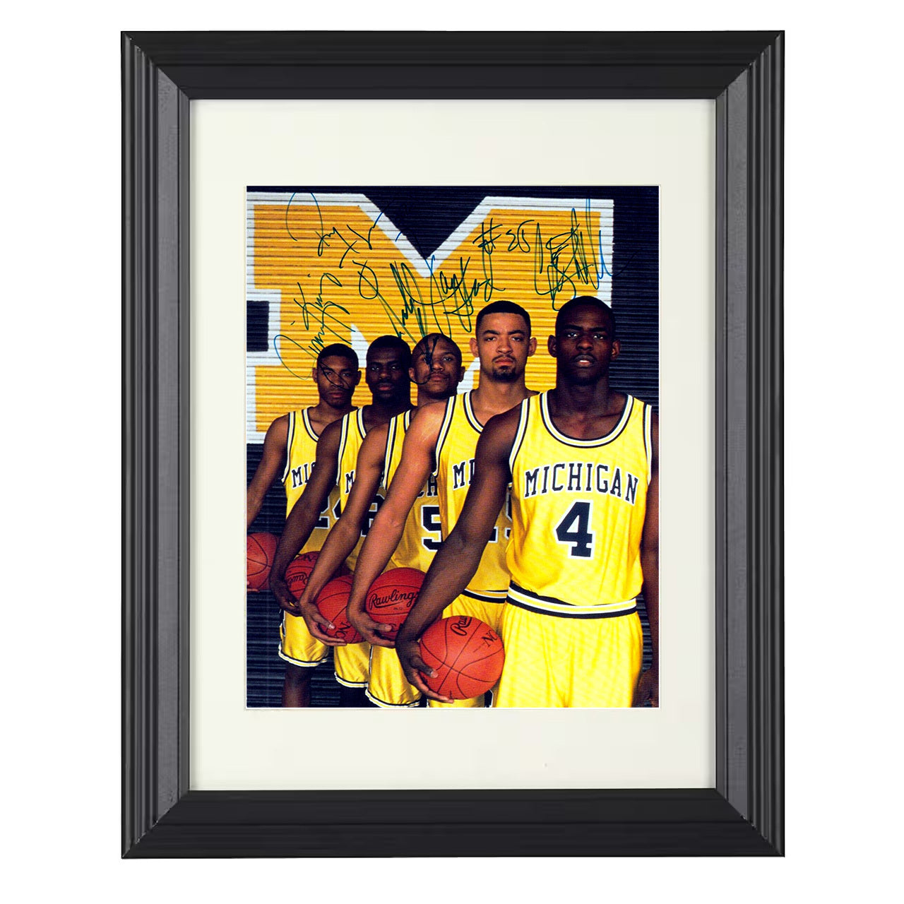 Michigan – Fab Five Legendary Lineup – 8x10 black beveled framed college basketball wall art