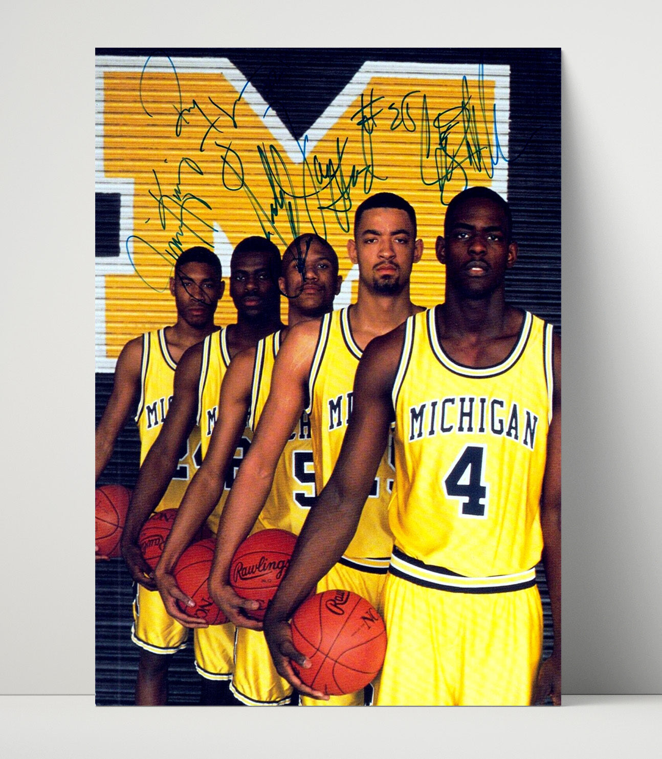 Michigan Basketball Fab Five Legendary Lineup College Basketball Wall Art 16x20 Unframed Print college basketball wall art print
