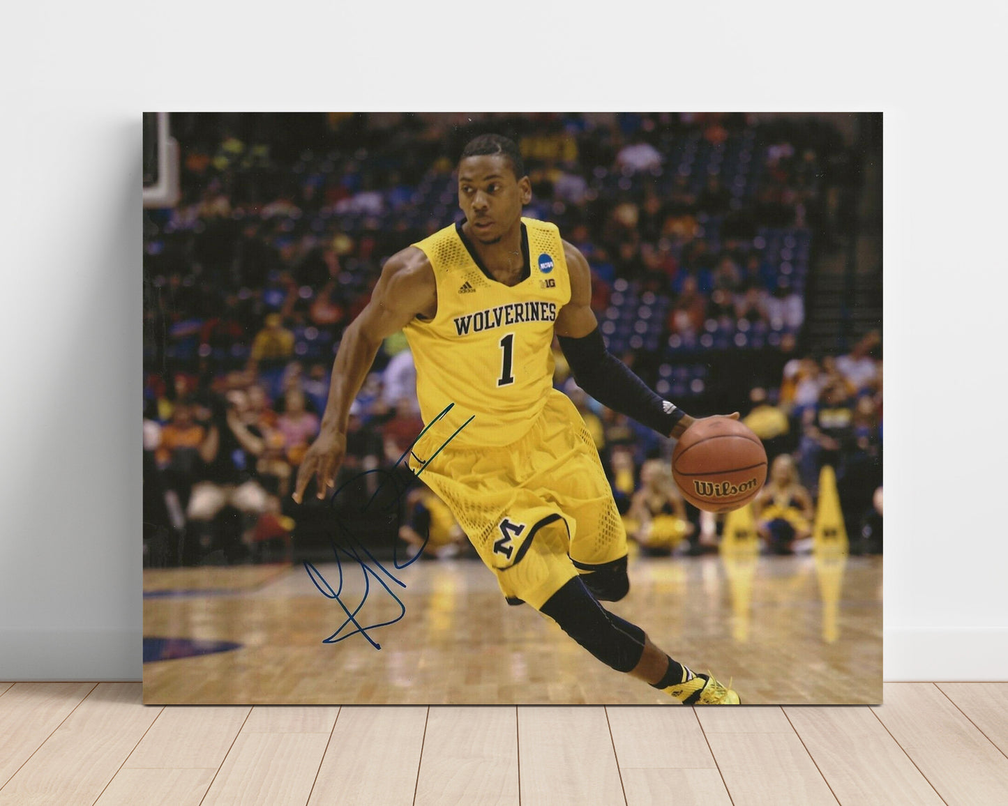 Michigan Basketball Glenn Robinson III Dribble Drive College Basketball Wall Art 16x20 Unframed Print college basketball wall art print