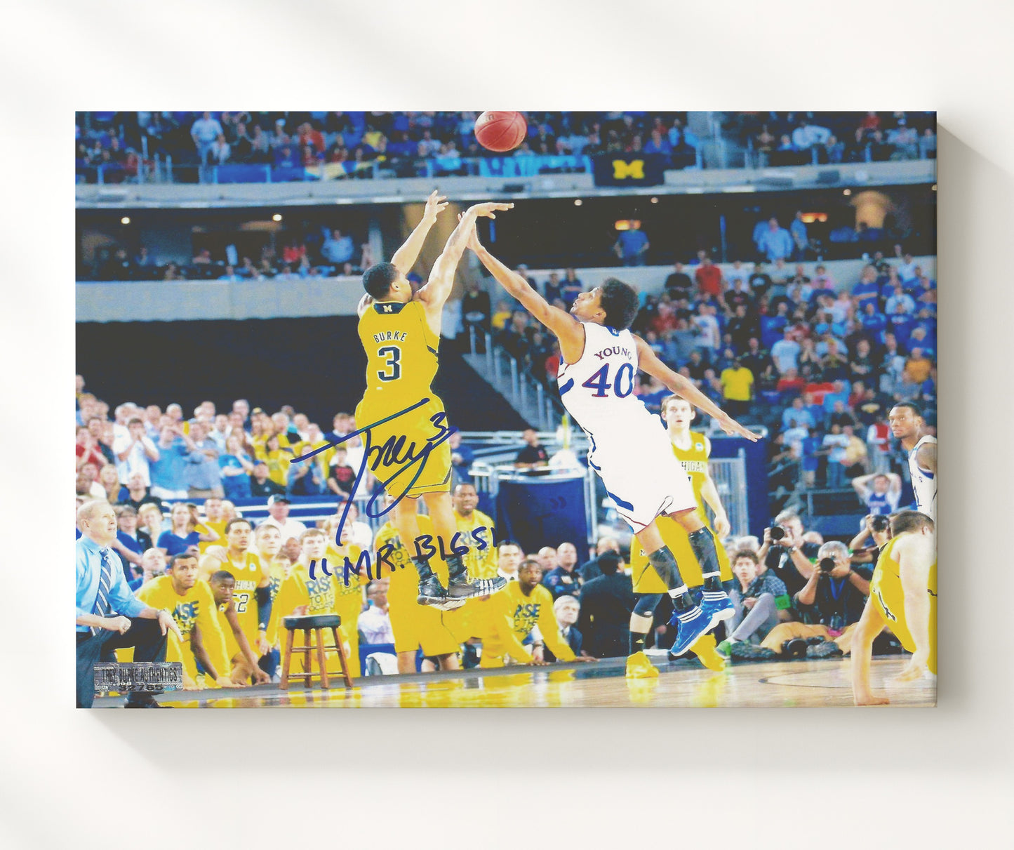Michigan Basketball Trey Burke Game Winning Jumper College Basketball Wall Art 20x24 Canvas college basketball wall art print