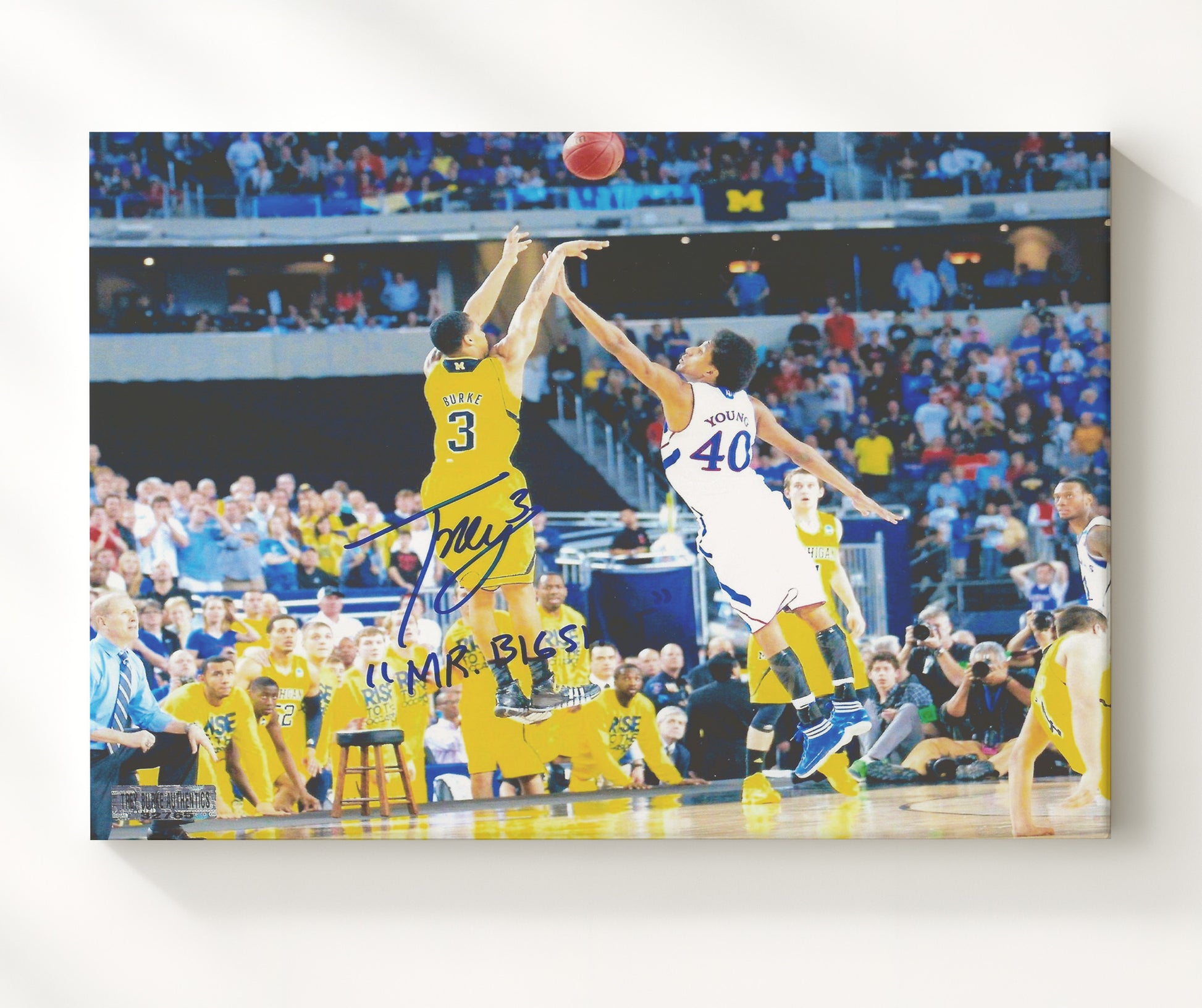 Michigan Basketball Trey Burke Game Winning Jumper College Basketball Wall Art 20x24 Canvas college basketball wall art print