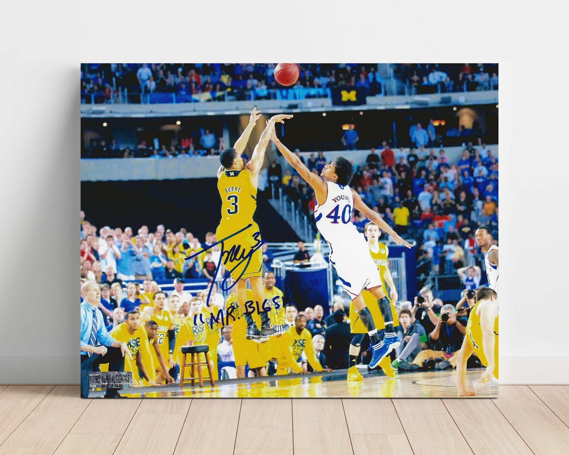 Michigan Basketball Trey Burke Game Winning Jumper College Basketball Wall Art 16x20 Unframed Print college basketball wall art print