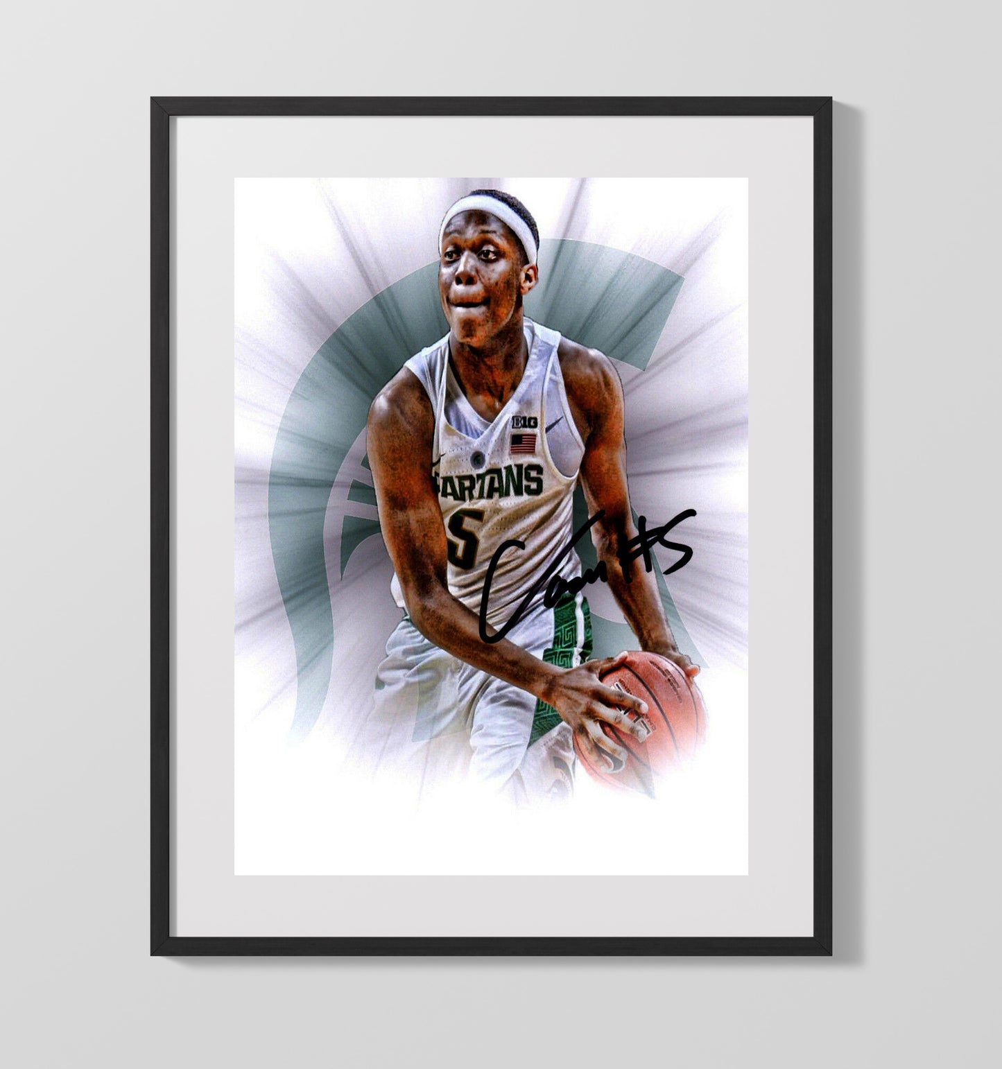 Michigan State Cassius Winston Ball Control Spotlight College Basketball Wall Art 16x20 Gallery Frame college basketball wall art print