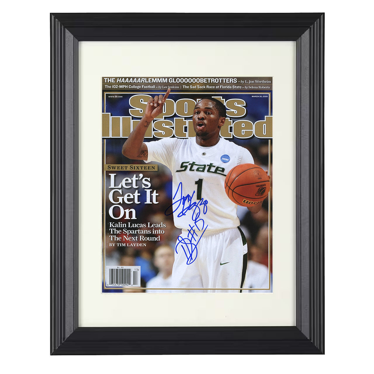 Michigan State – Kalin Lucas Sweet Sixteen SI – 8x10 black beveled framed college basketball wall art