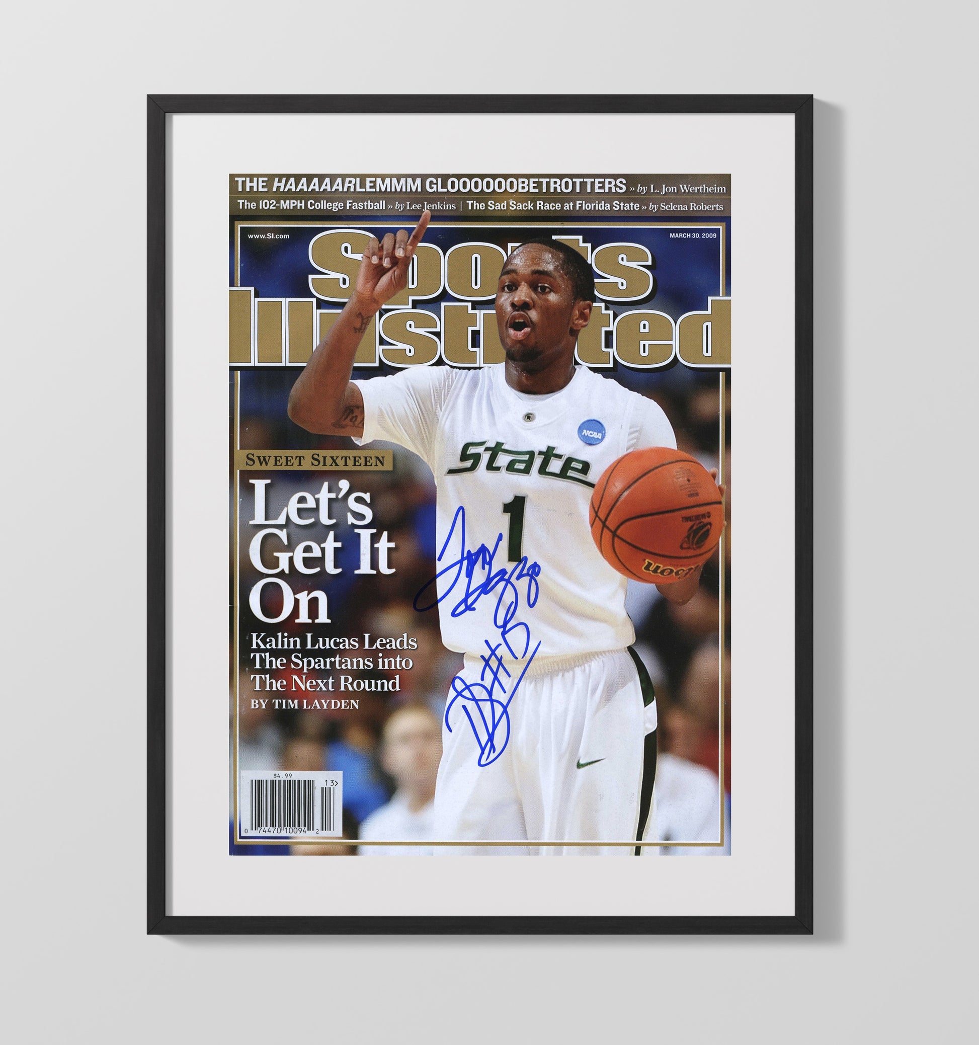 Michigan State Kalin Lucas Sweet Sixteen SI Cover College Basketball Wall Art 16x20 Gallery Frame college basketball wall art print