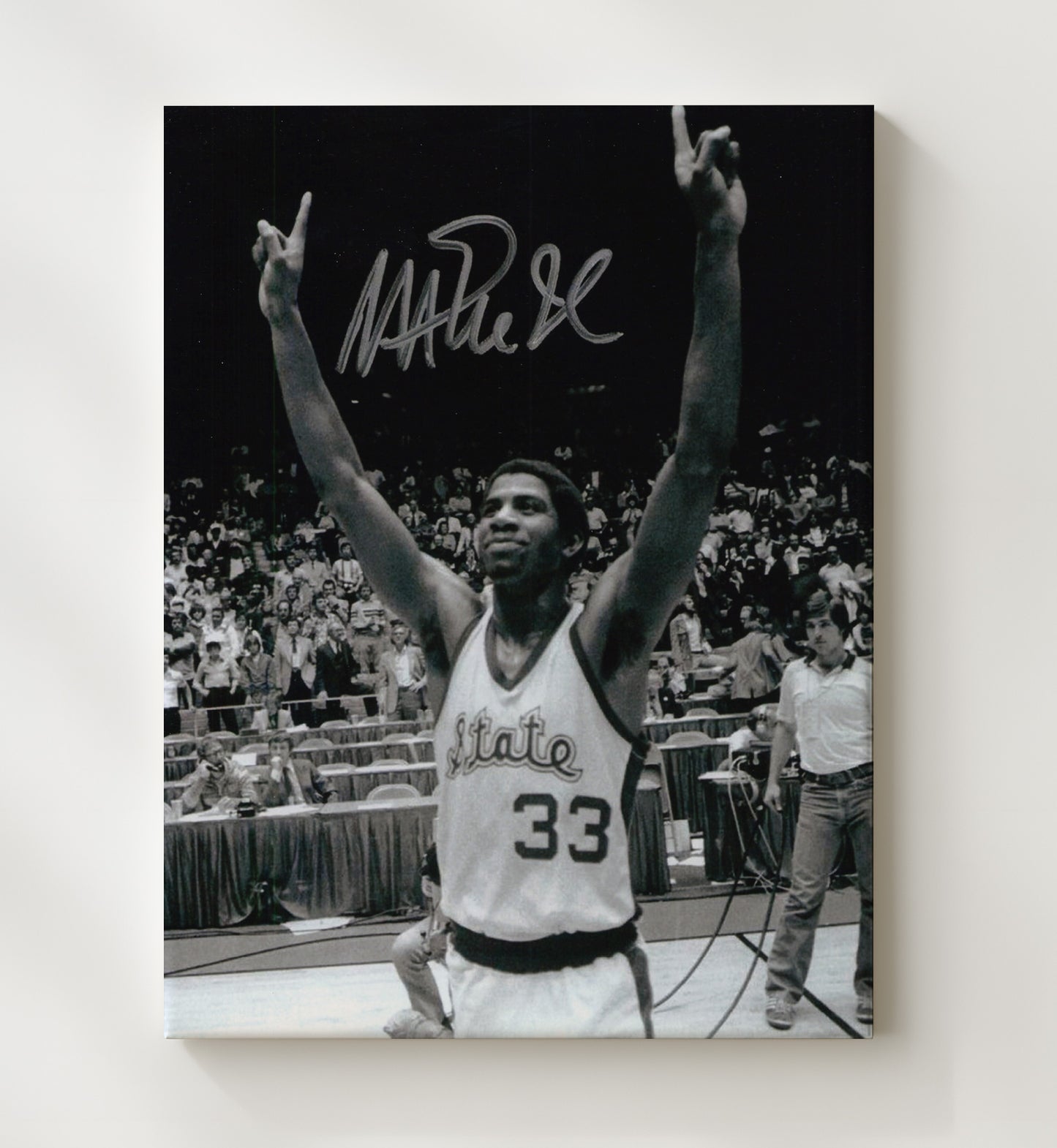 Michigan State Magic Johnson a championship celebration College Basketball Wall Art 20x24 Canvas college basketball wall art print