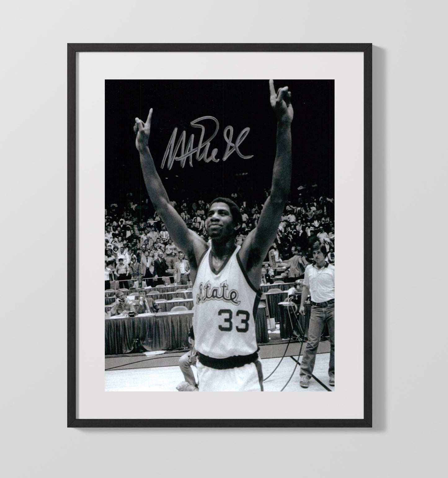 Michigan State Magic Johnson a championship celebration College Basketball Wall Art 16x20 Gallery Frame college basketball wall art print