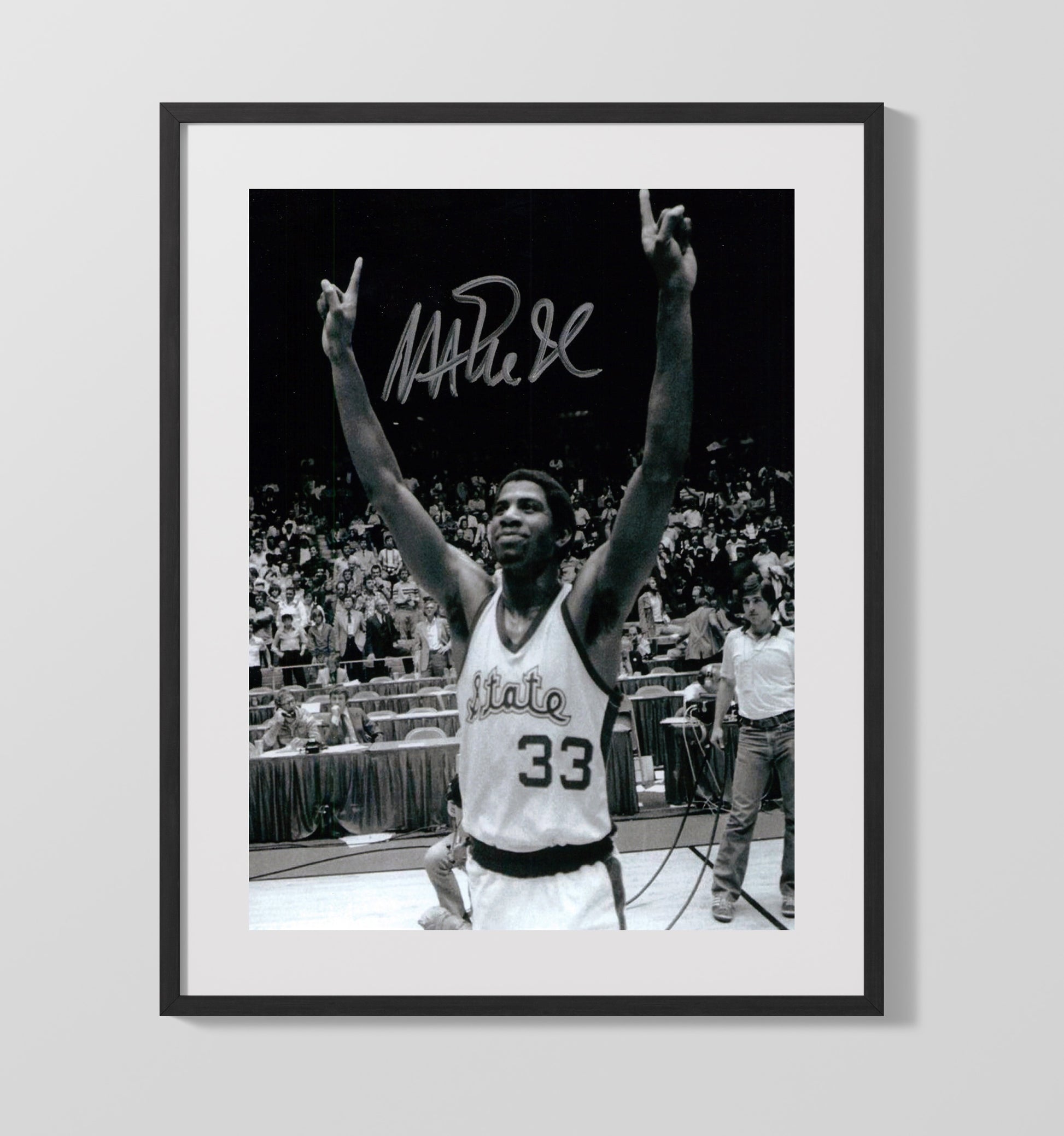 Michigan State Magic Johnson a championship celebration College Basketball Wall Art 16x20 Gallery Frame college basketball wall art print