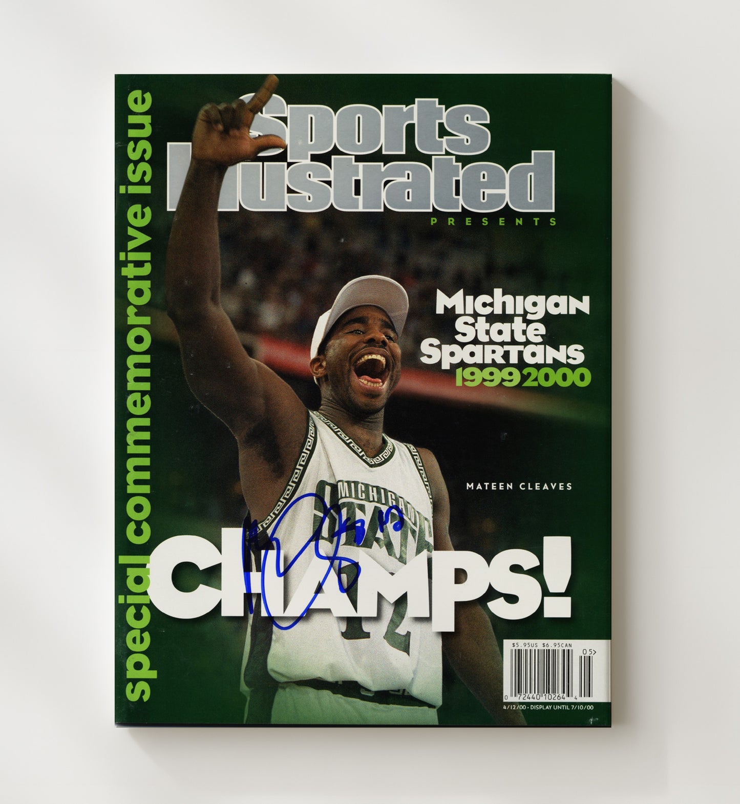 Michigan State Mateen Cleaves National Champions SI Cover 2000 College Basketball Wall Art 20x24 Canvas college basketball wall art print