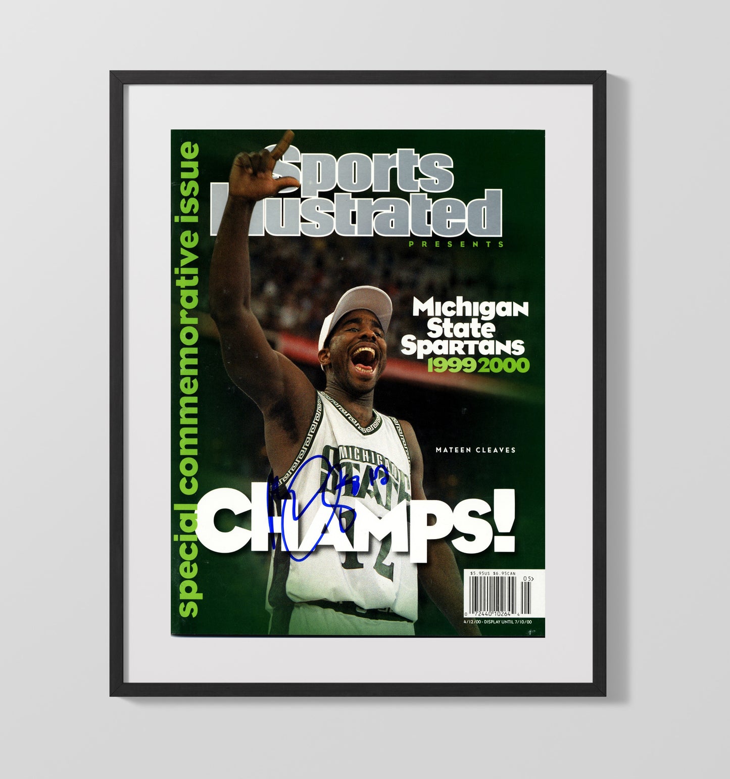 Michigan State Mateen Cleaves National Champions SI Cover 2000 College Basketball Wall Art 16x20 Gallery Frame college basketball wall art print