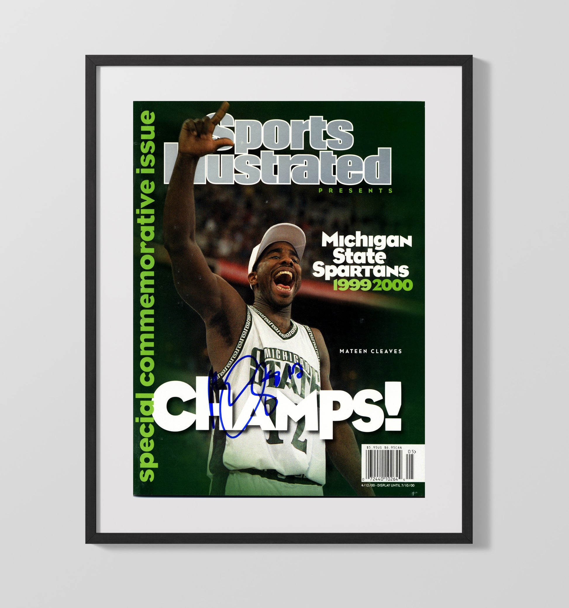 Michigan State Mateen Cleaves National Champions SI Cover 2000 College Basketball Wall Art 16x20 Gallery Frame college basketball wall art print