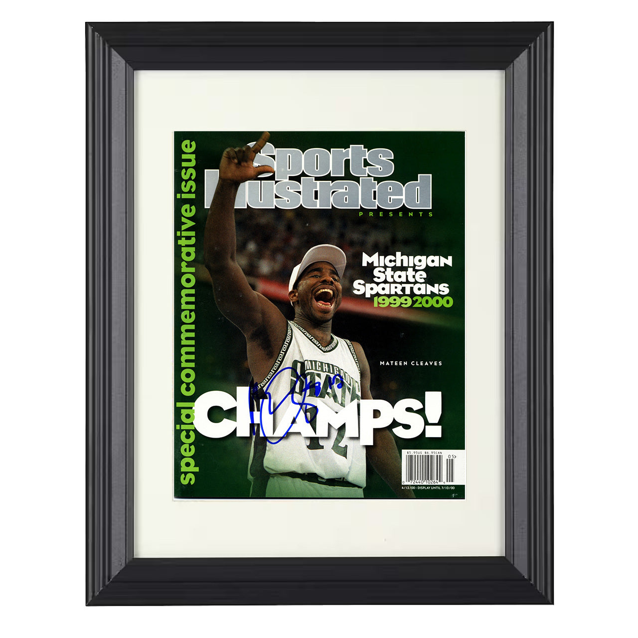 Michigan State – Mateen Cleaves National Champions 2000 SI – 8x10 black beveled framed college basketball wall art