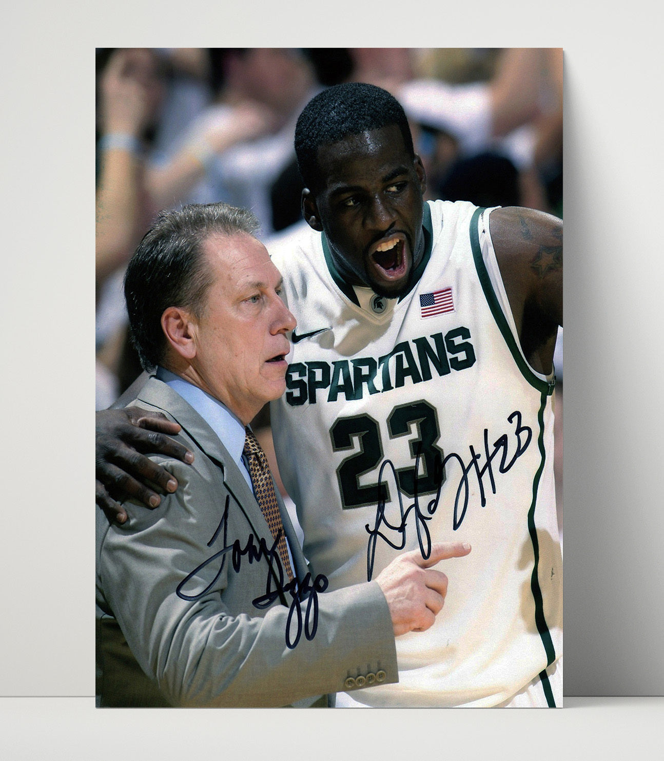 Michigan State Tom Izzo and Draymond Green Sideline Leadership College Basketball Wall Art 16x20 Unframed Print college basketball wall art print