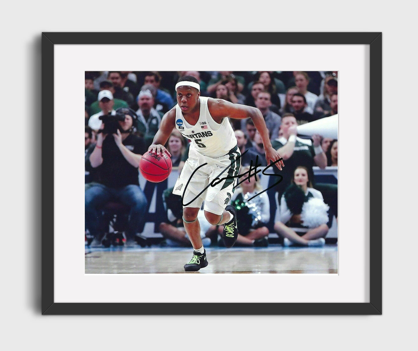 Michigan State Basketball Cassius Winston Bringing Ball Up Court Floor General Control College Basketball Wall Art 16x20 Gallery Frame college basketball wall art print