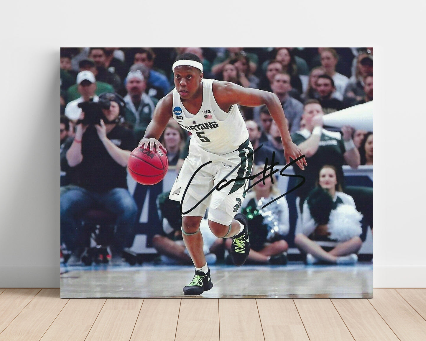 Michigan State Basketball Cassius Winston Bringing Ball Up Court Floor General Control College Basketball Wall Art 16x20 Unframed Print college basketball wall art print