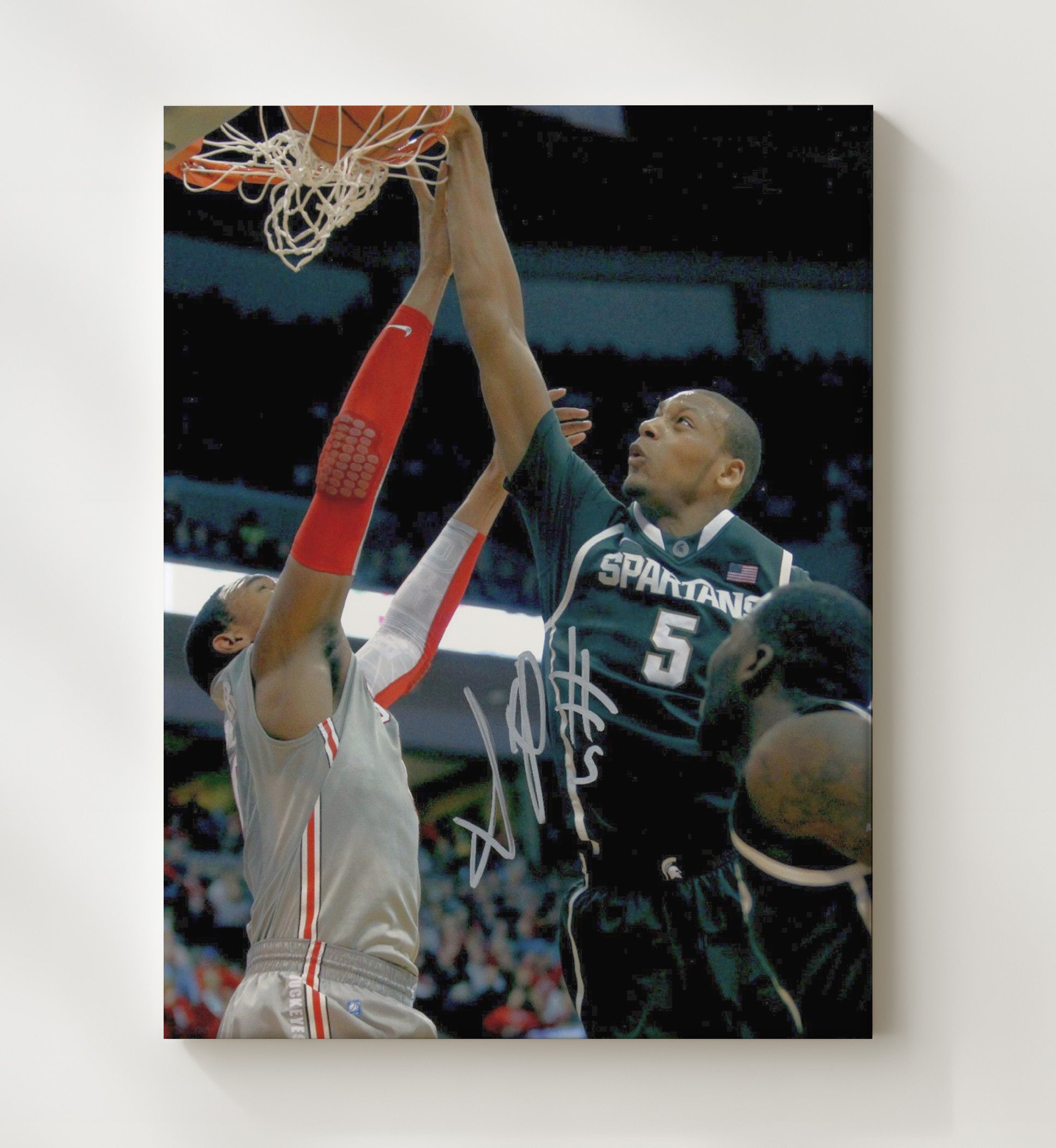 Michigan State Basketball Rim Contest Elevation College Basketball Wall Art 20x24 Canvas college basketball wall art print