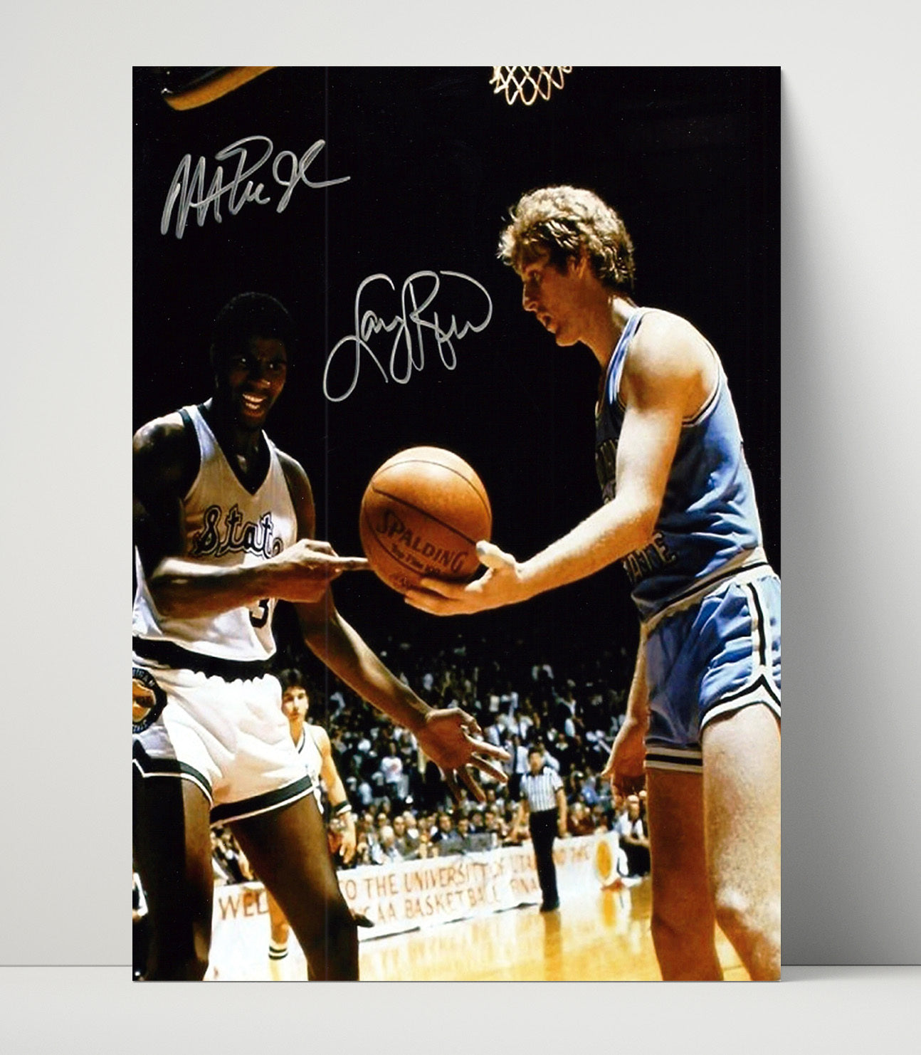 NCAA Basketball Larry Bird and Magic Johnson Championship Duel College Basketball Wall Art 16x20 Unframed Print college basketball wall art print