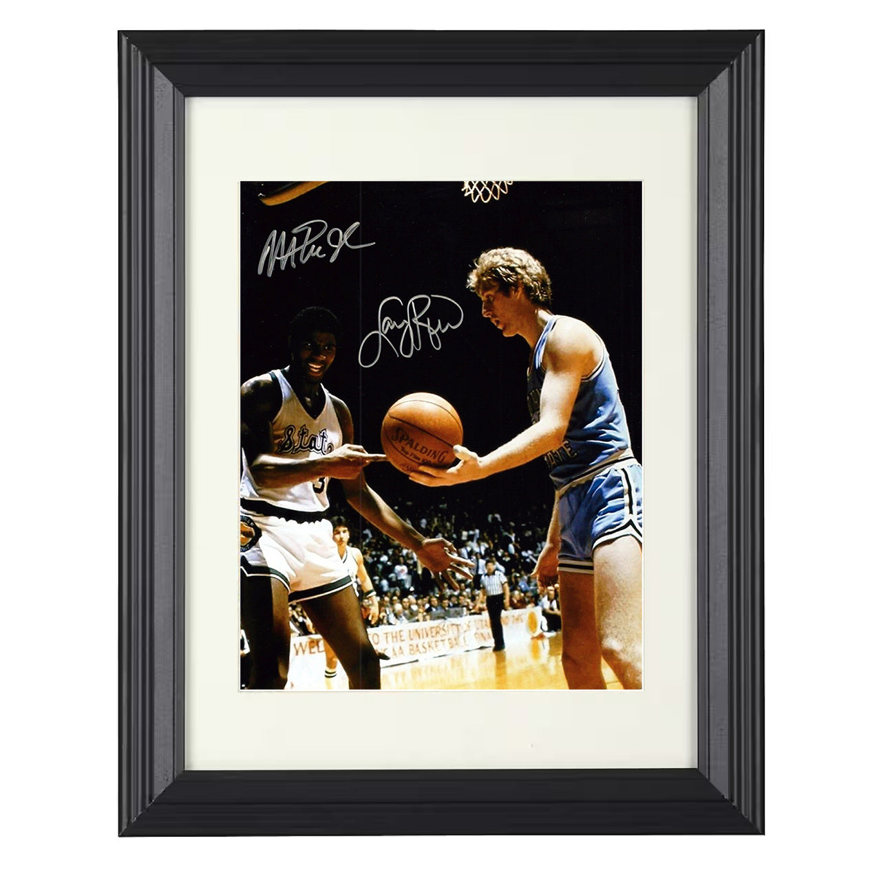 NCAA – Larry Bird and Magic Johnson Championship Duel – 8x10 black beveled framed college basketball wall art