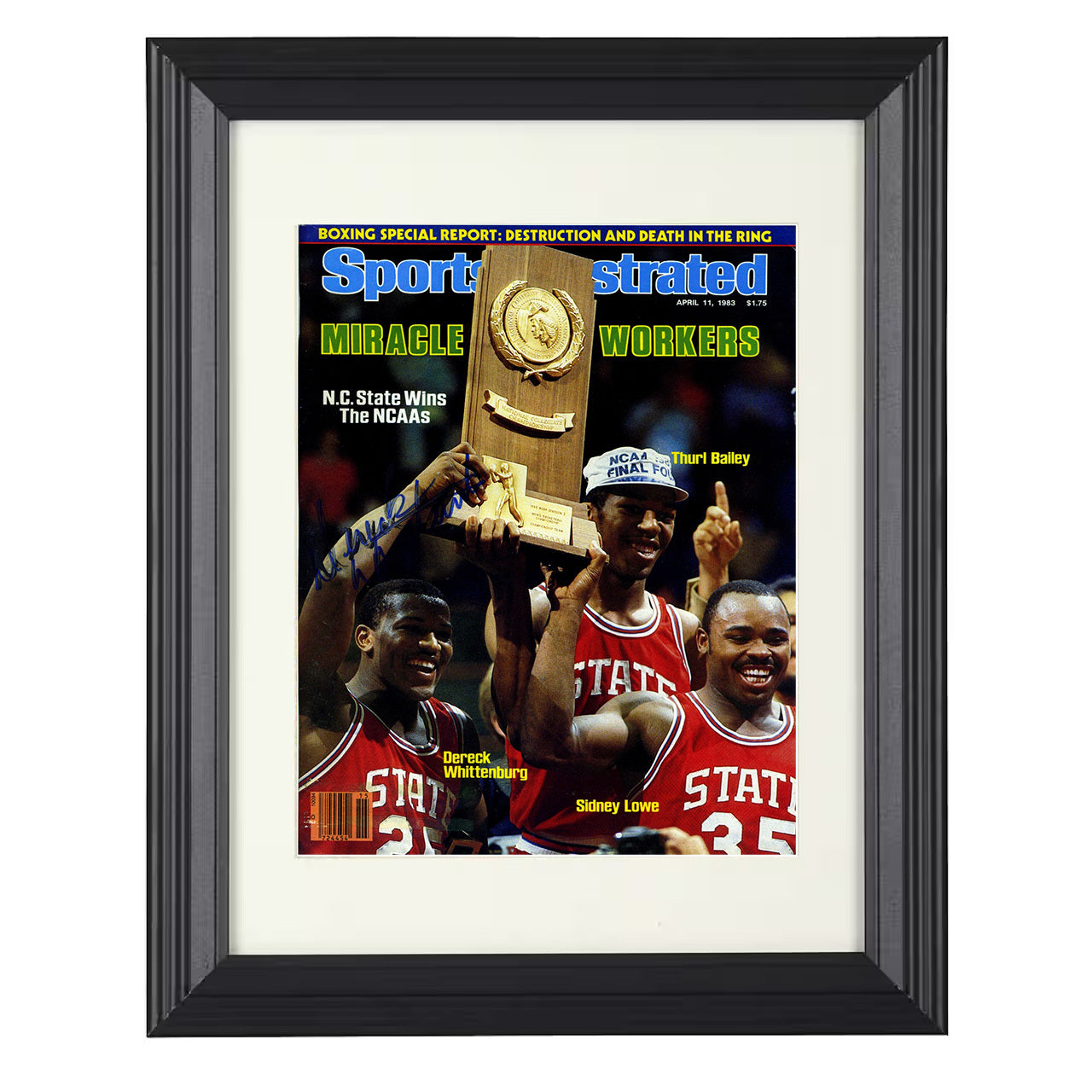 NC State – National Champions Miracle Workers 1983 SI – 8x10 black beveled framed college basketball wall art