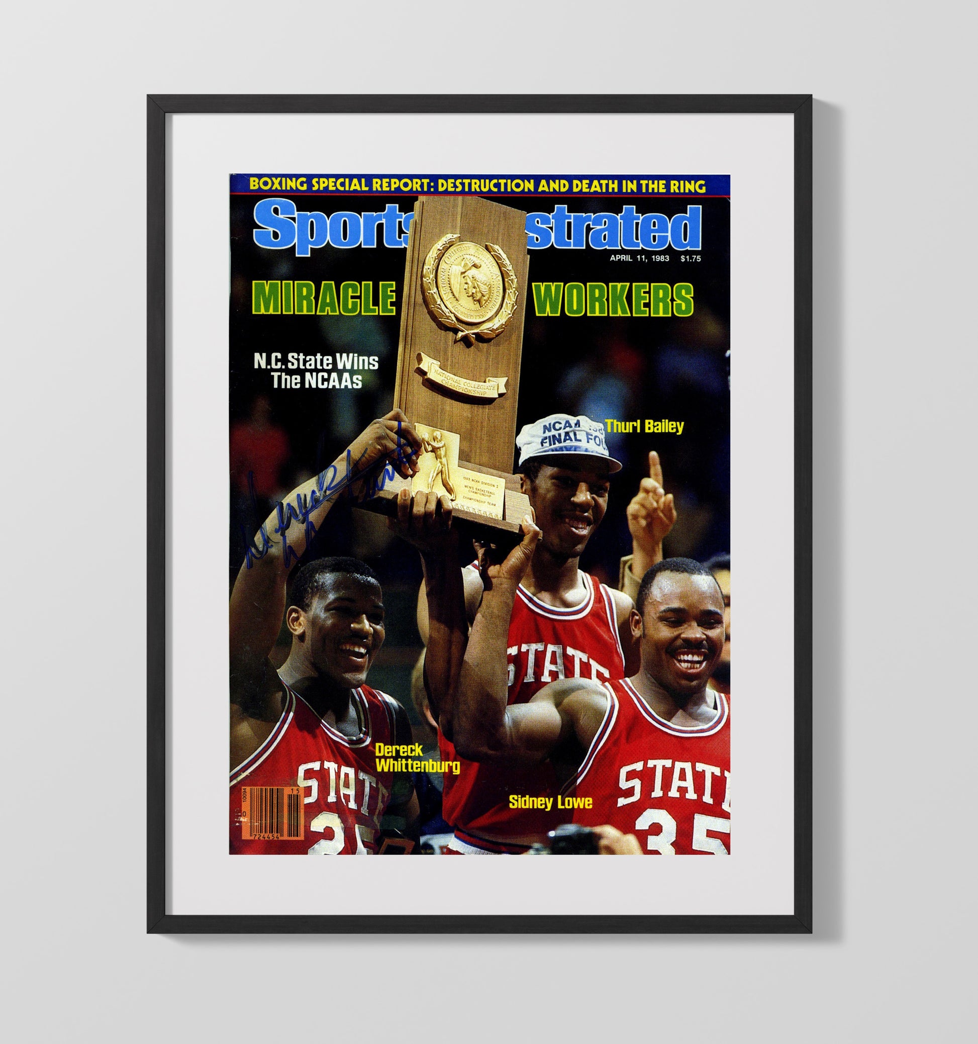 NC State 1983 National Champions Miracle Workers SI Cover College Basketball Wall Art 16x20 Gallery Frame college basketball wall art print