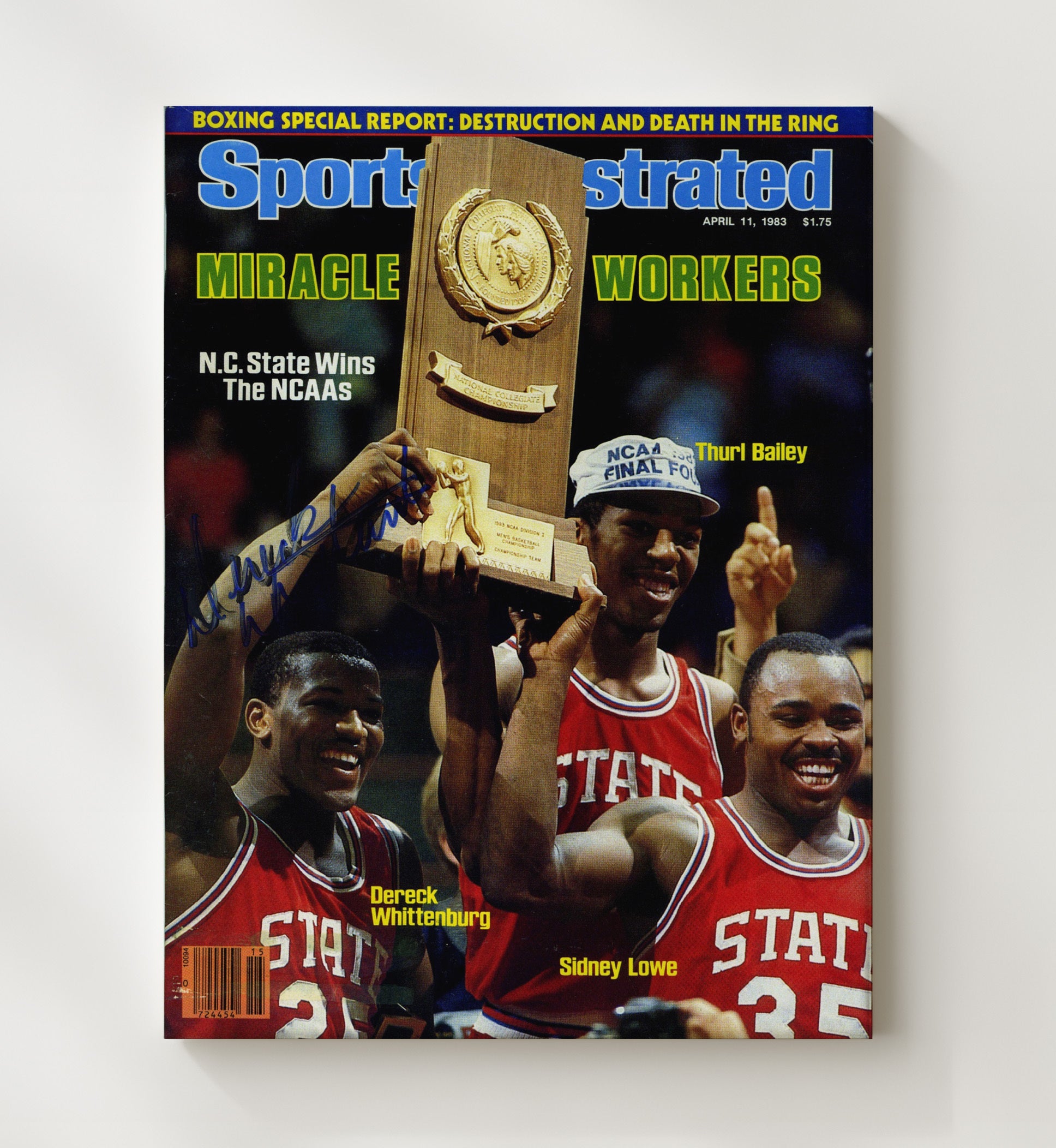 NC State 1983 National Champions Miracle Workers SI Cover College Basketball Wall Art 20x24 Canvas college basketball wall art print