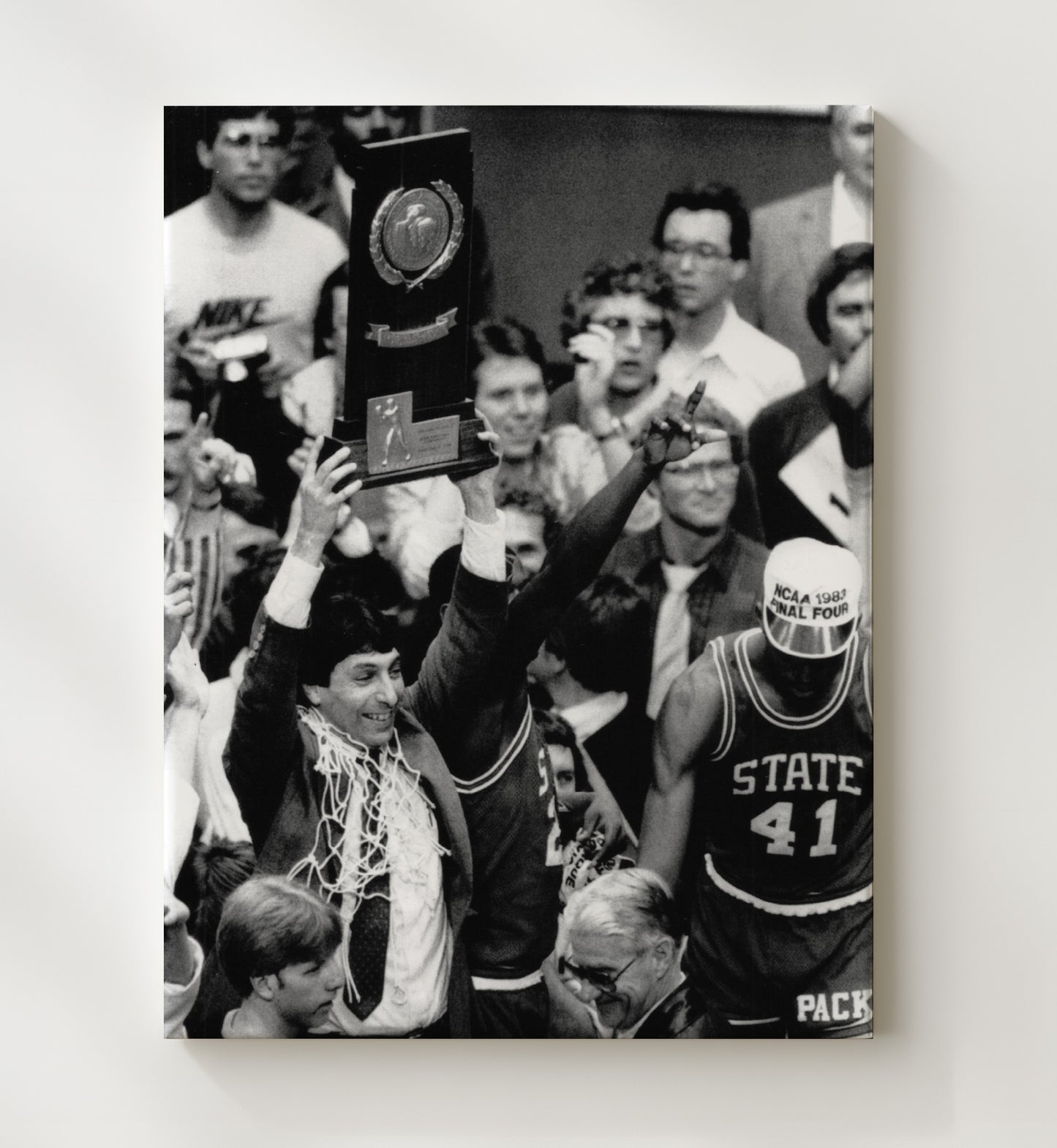 NC State Jim Valvano 1983 a championship celebration College Basketball Wall Art 20x24 Canvas college basketball wall art print