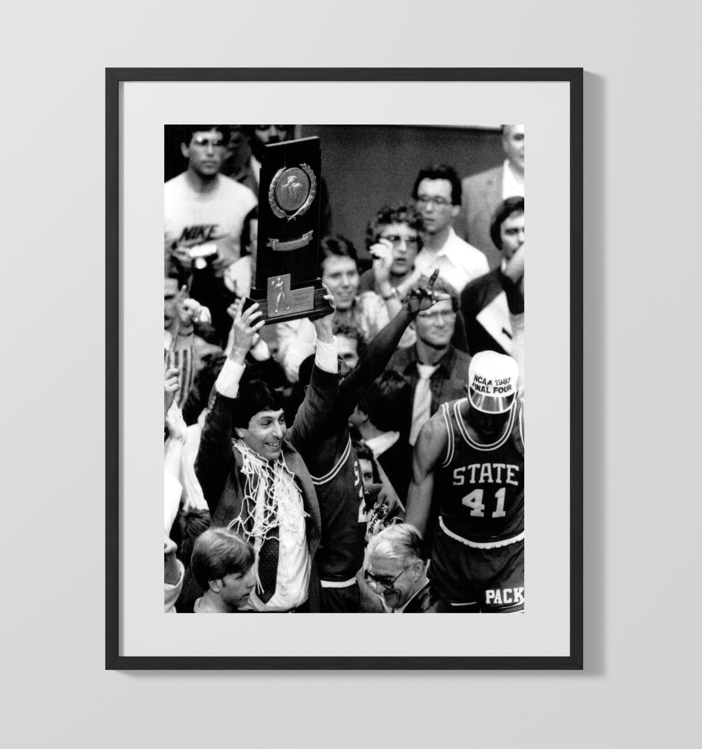 NC State Jim Valvano 1983 a championship celebration College Basketball Wall Art 16x20 Gallery Frame college basketball wall art print