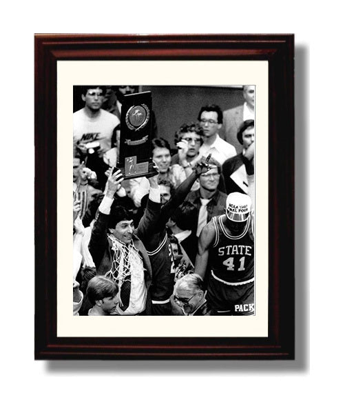 NC State Jim Valvano 1983 a championship celebration College Basketball Wall Art 8x10 Beveled Frame college basketball wall art print