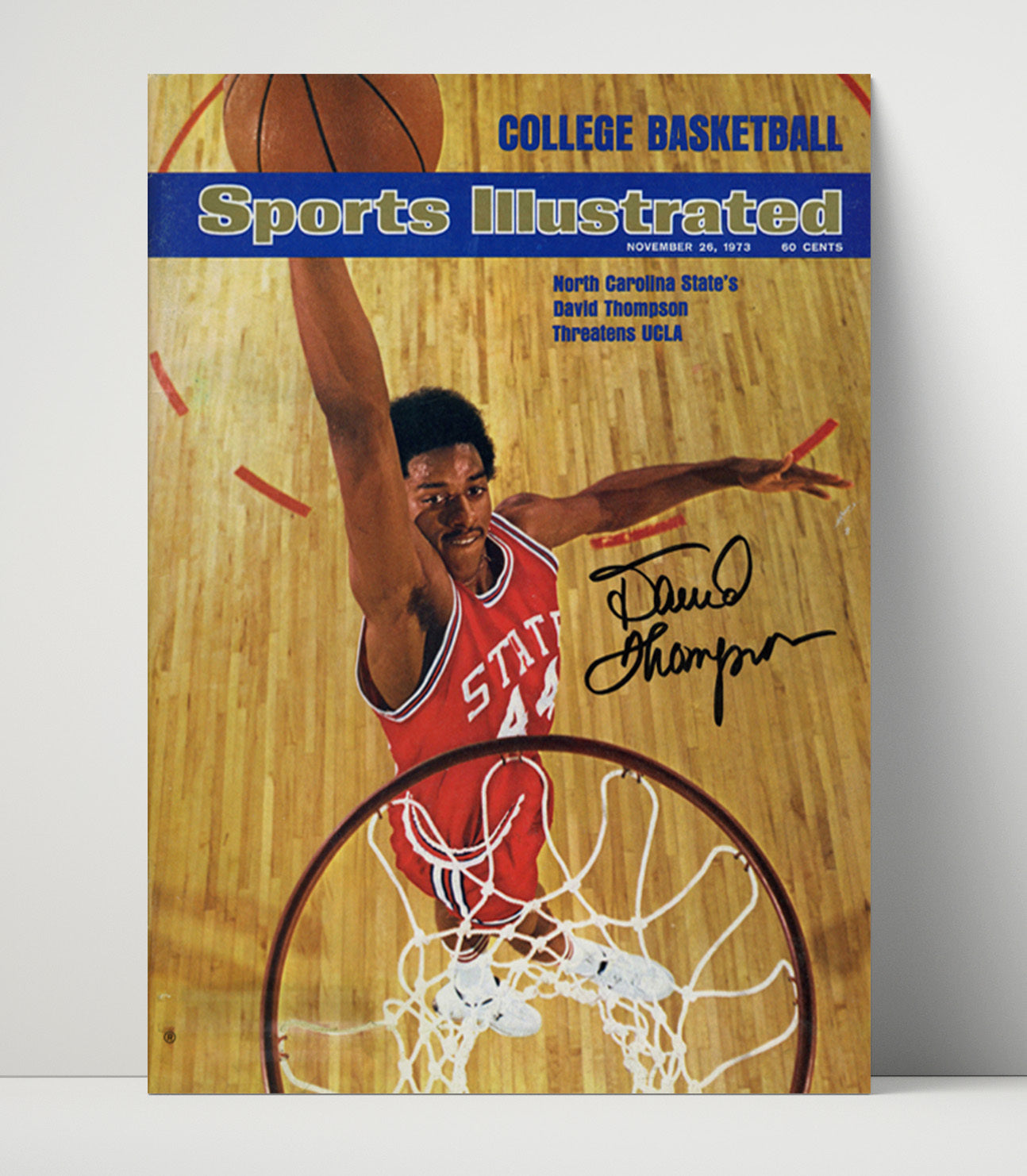 NC State Basketball David Thompson Above the Rim SI Cover 1973 College Basketball Wall Art 16x20 Unframed Print college basketball wall art print