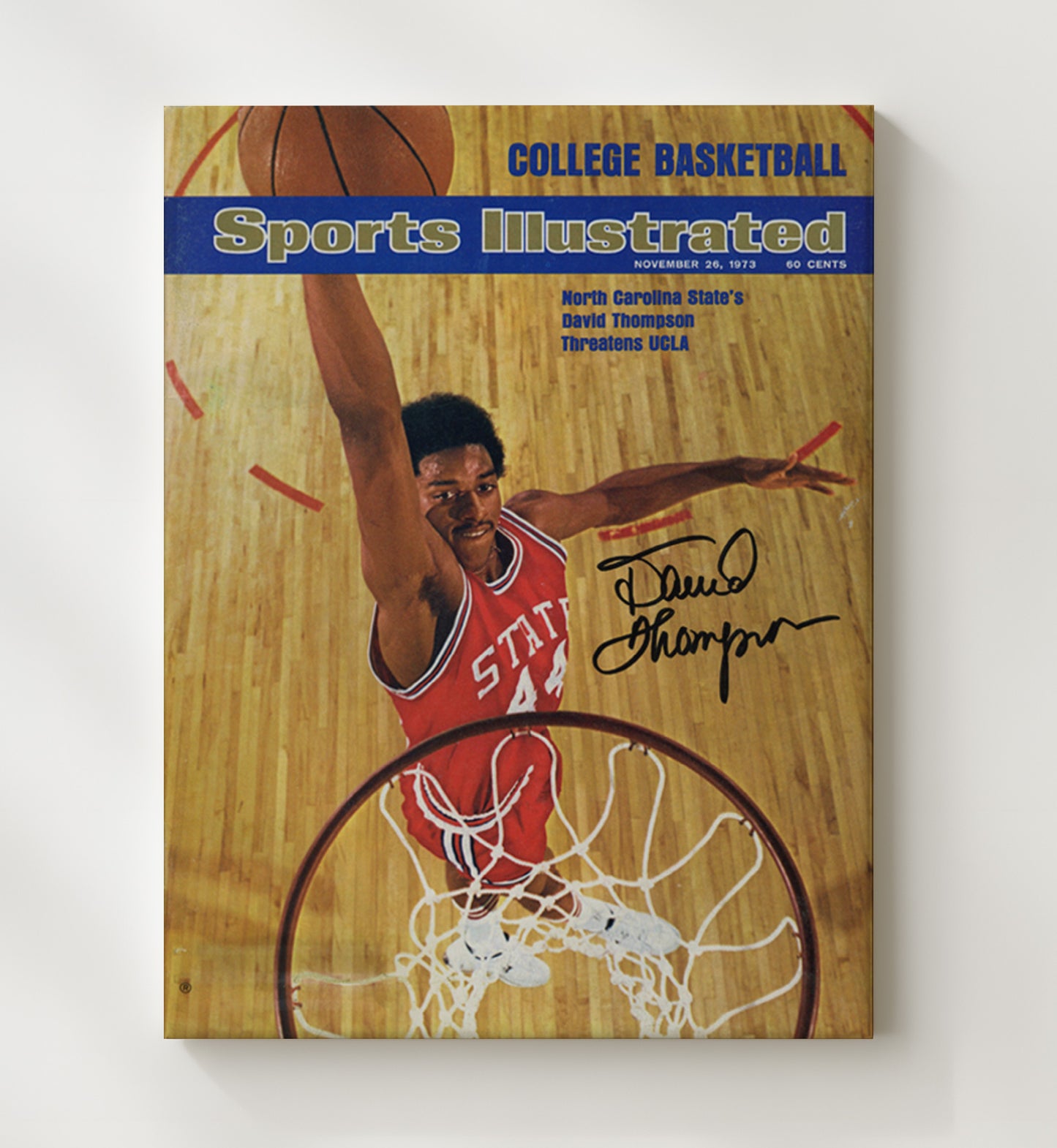 NC State Basketball David Thompson Above the Rim SI Cover 1973 College Basketball Wall Art 20x24 Canvas college basketball wall art print