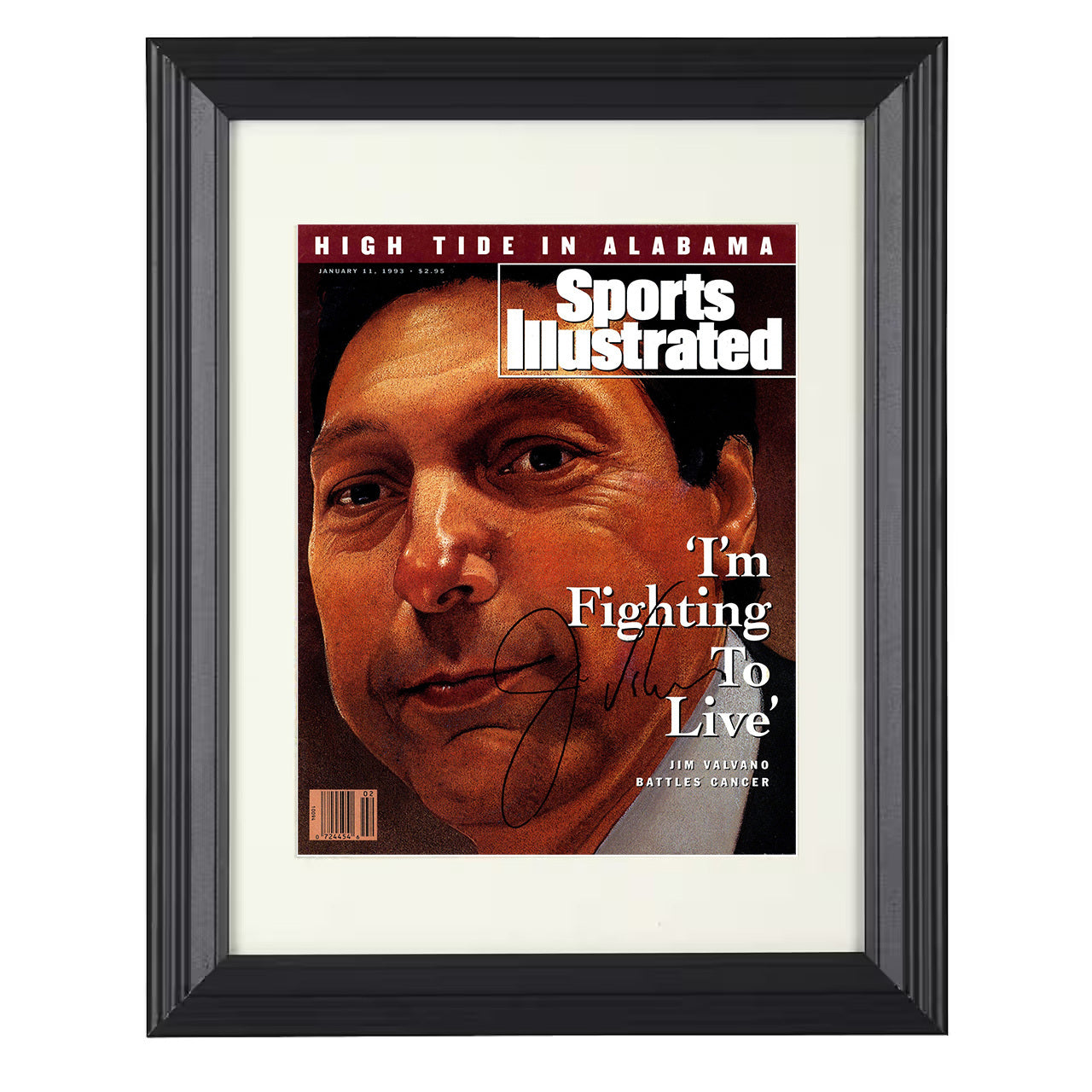 NC State – Jim Valvano Fighting to Live 1993 SI – 8x10 black beveled framed college basketball wall art