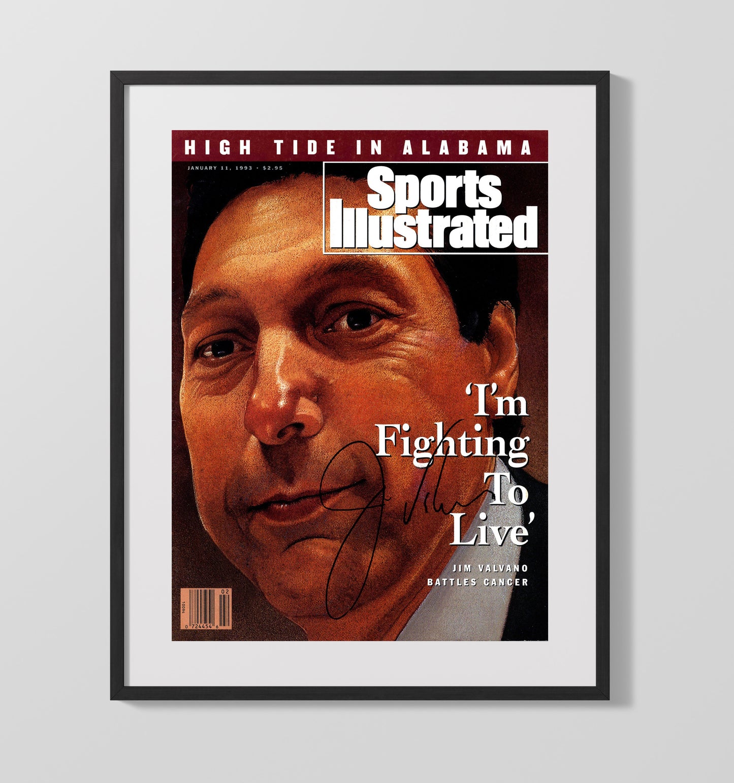 NC State Basketball Jim Valvano Fighting to Live SI Cover 1993 College Basketball Wall Art 16x20 Gallery Frame college basketball wall art print