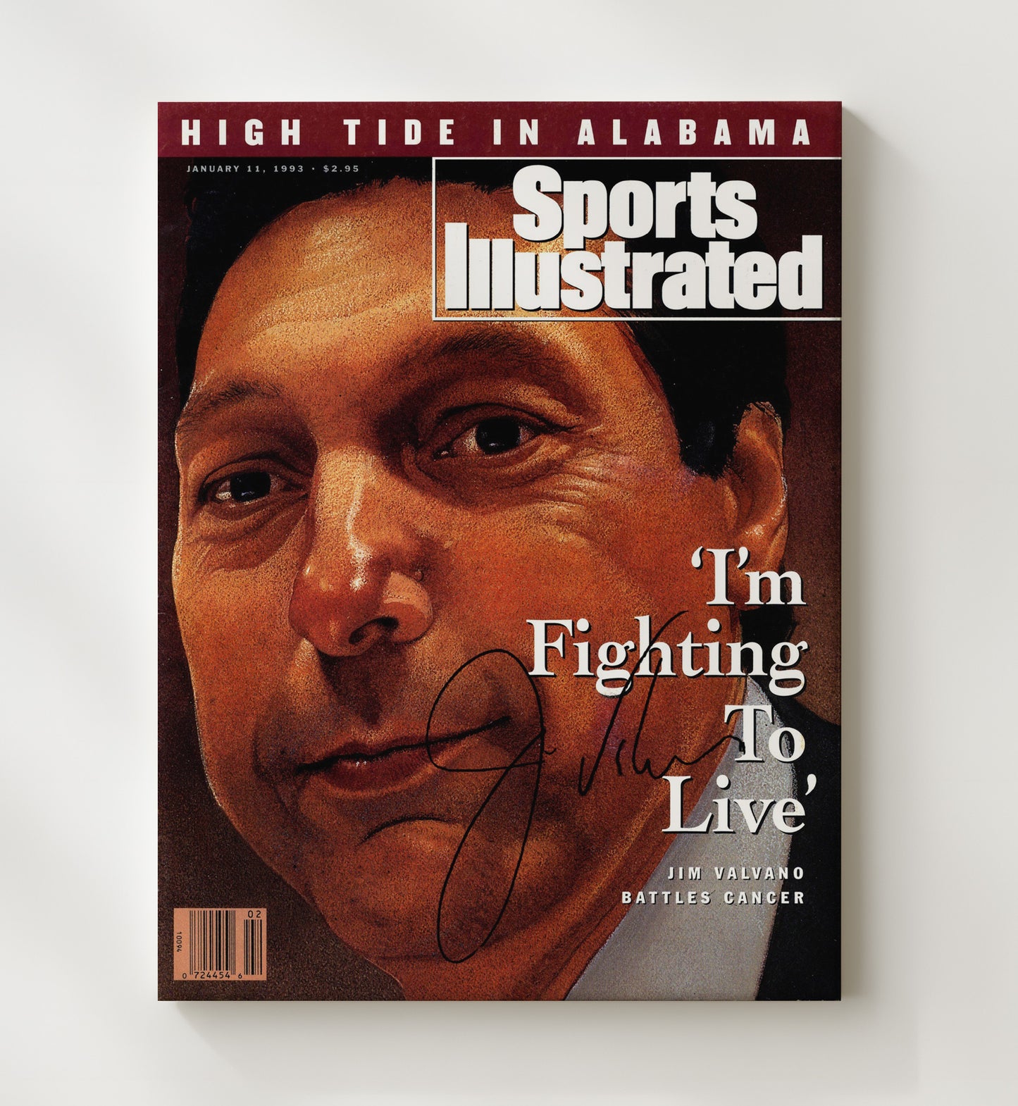 NC State Basketball Jim Valvano Fighting to Live SI Cover 1993 College Basketball Wall Art 20x24 Canvas college basketball wall art print